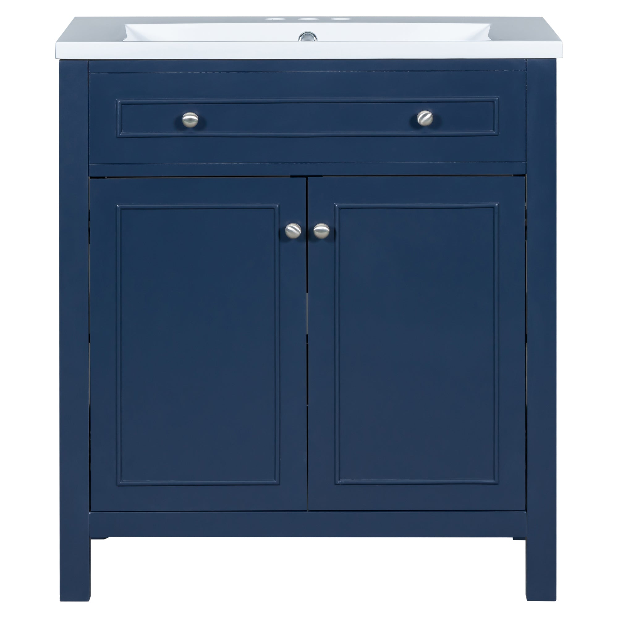 30 Inches MDF Freestanding Bathroom Vanity Set with Adjustable Shelf