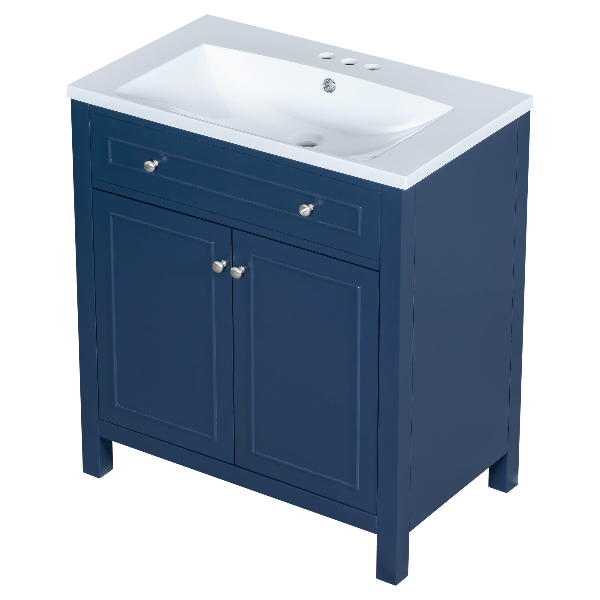 30 Inches MDF Freestanding Bathroom Vanity Set with Adjustable Shelf