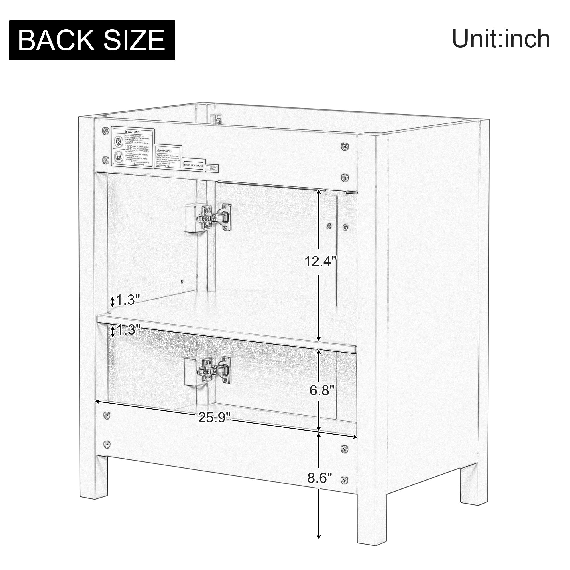 30 Inches MDF Freestanding Bathroom Vanity Set with Adjustable Shelf
