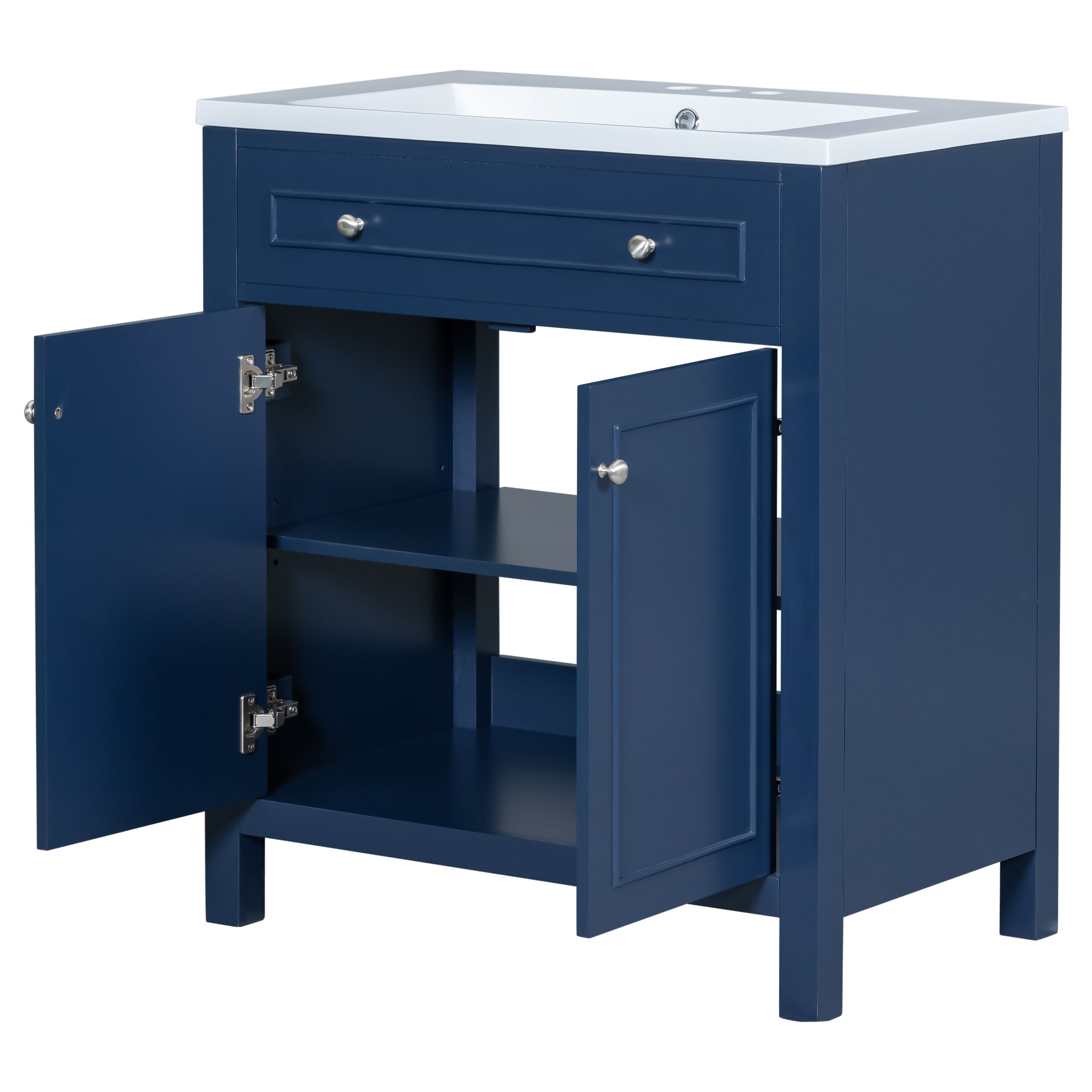 30 Inches MDF Freestanding Bathroom Vanity Set with Adjustable Shelf