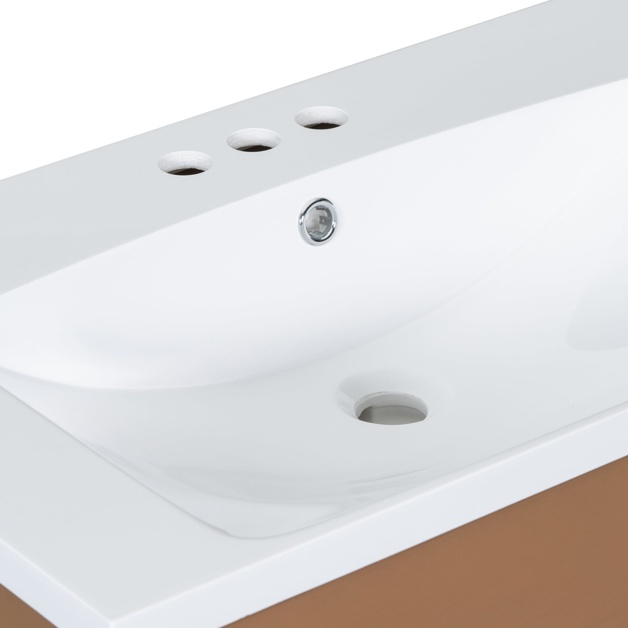 30 Inches MDF Freestanding Bathroom Vanity Set with Open Storage Shelf