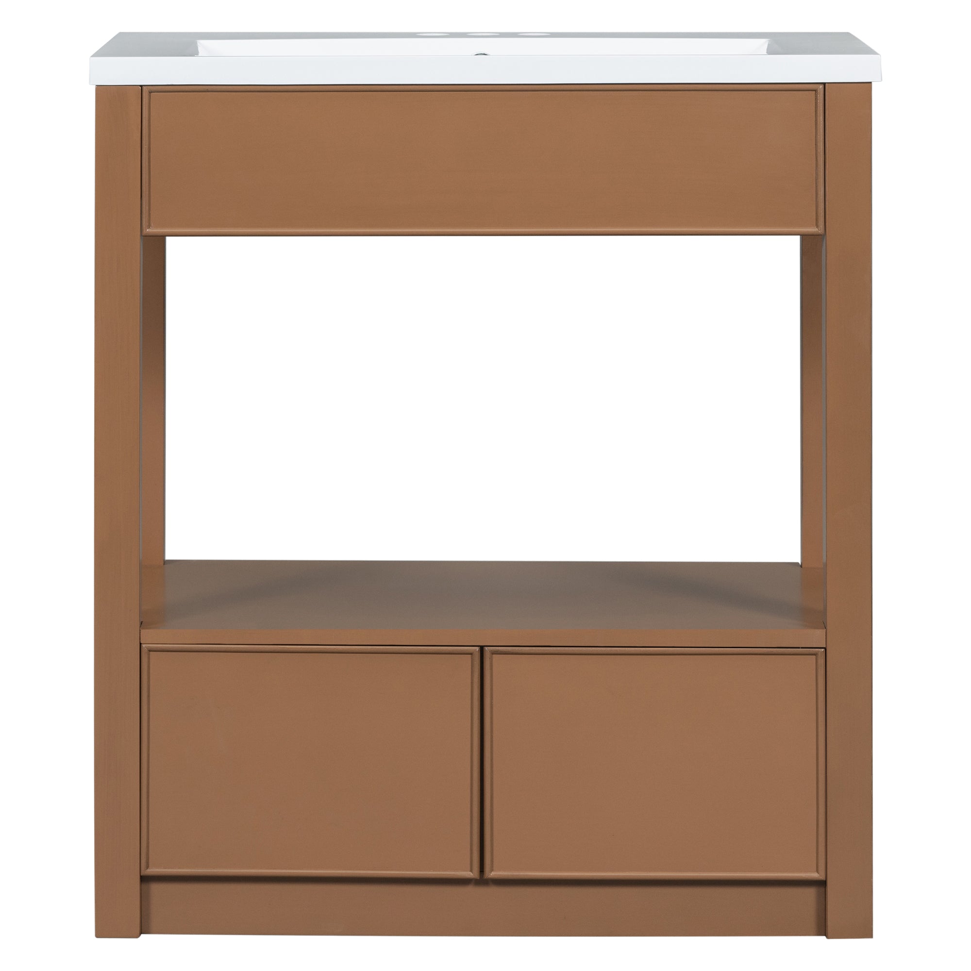 30 Inches MDF Freestanding Bathroom Vanity Set with Open Storage Shelf