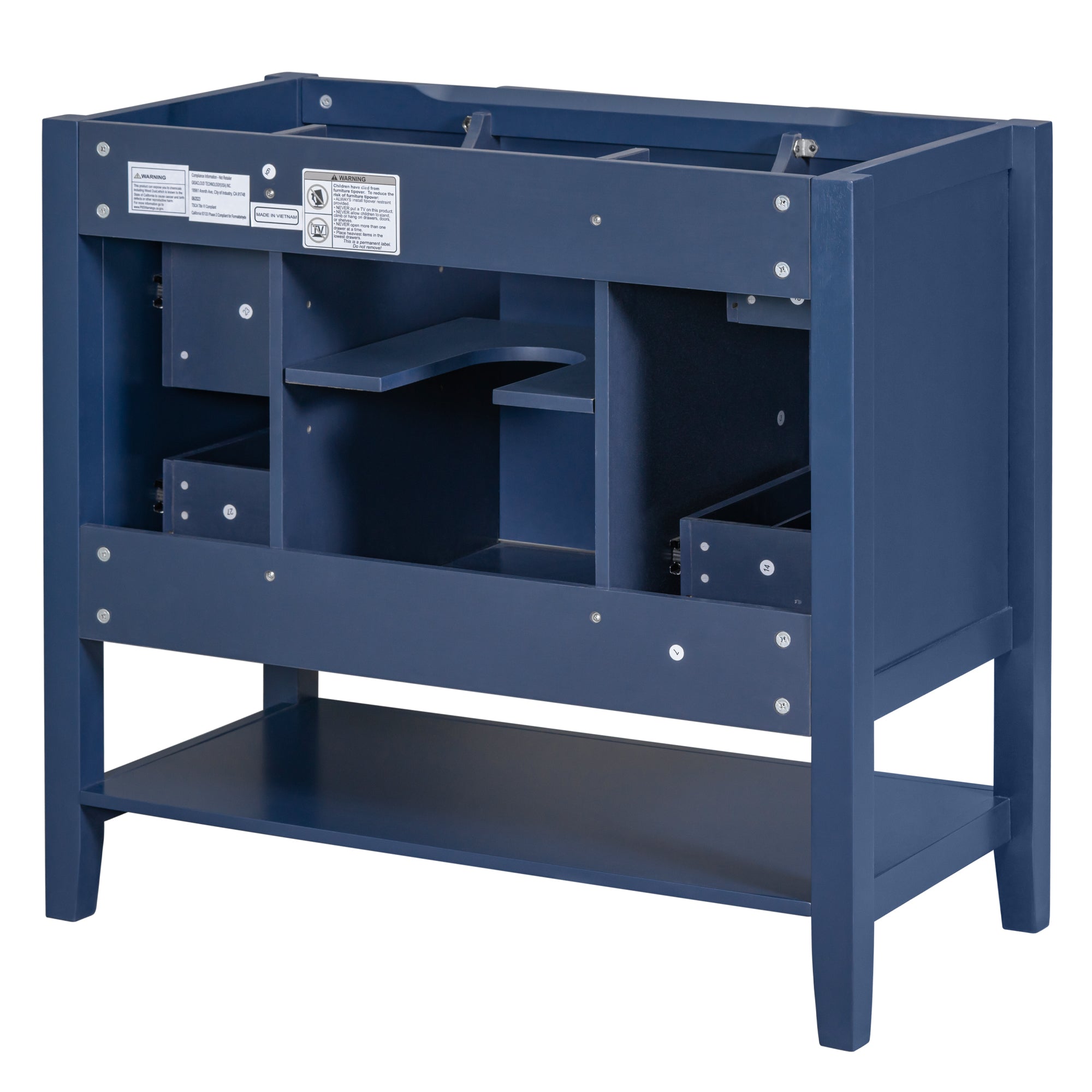36 in. W x 18 in. D x 33 in. H Freestanding Bath Vanity Cabinet without Top in Blue