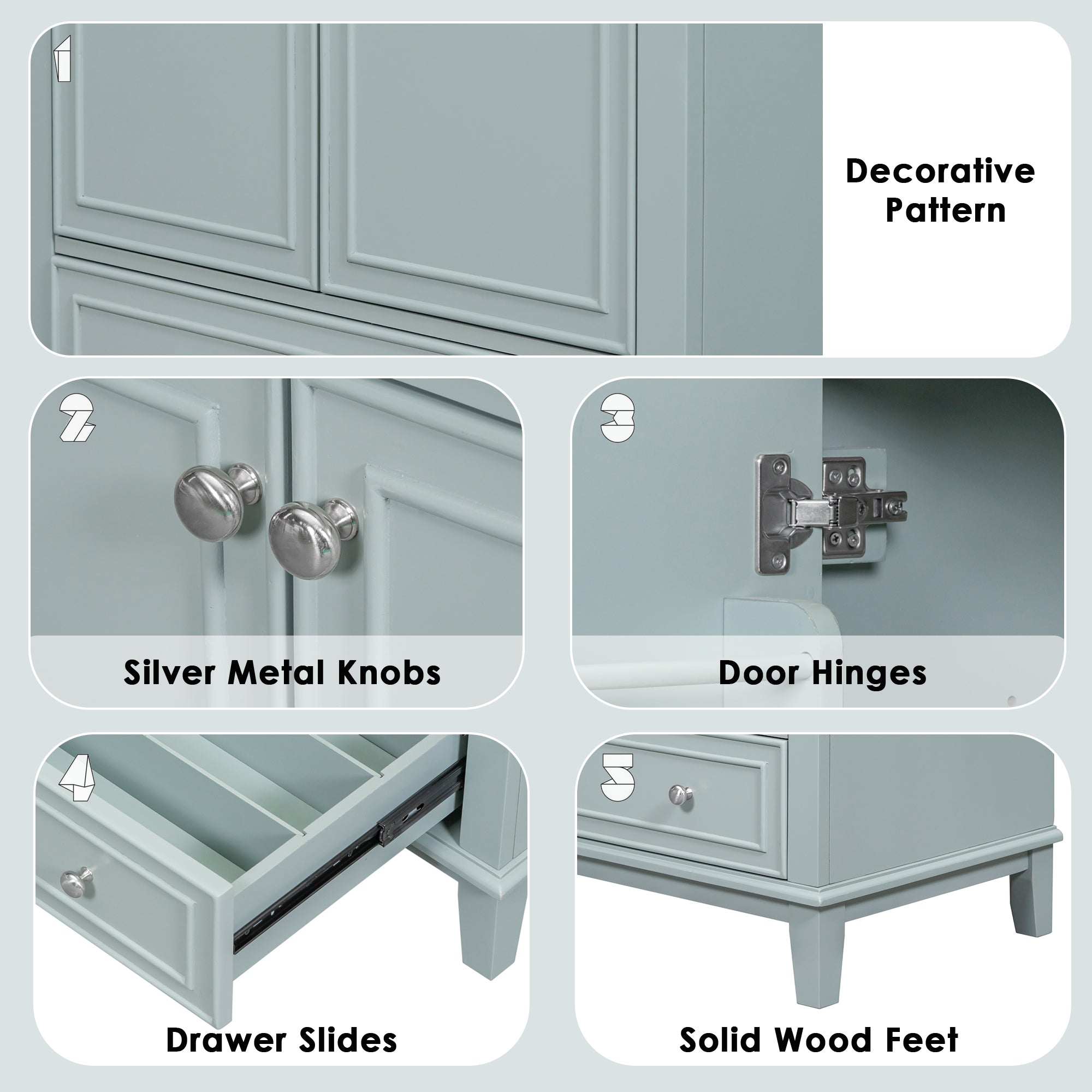 30 in. Freestanding Bath Vanity Cabinet without Top in Green