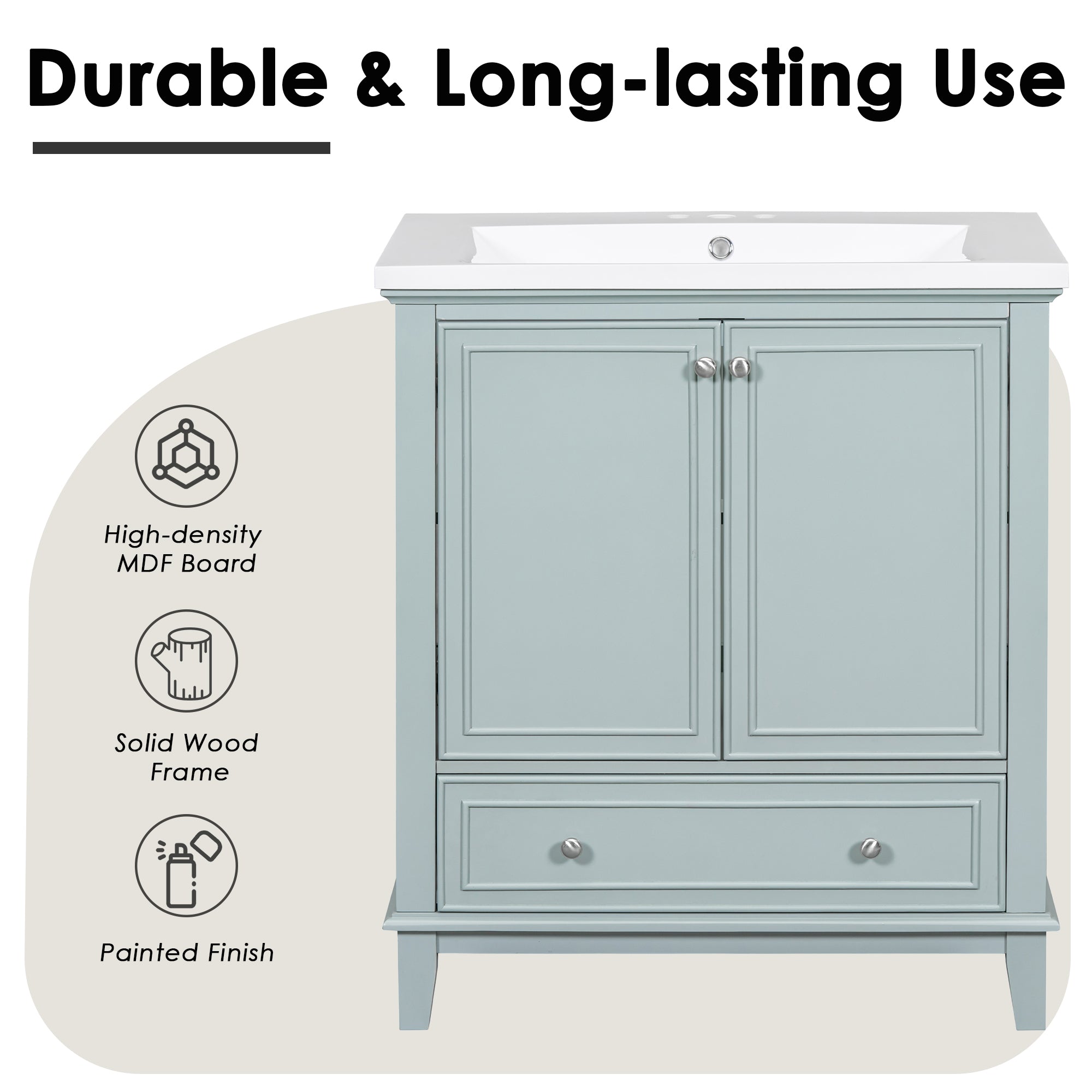 30 in. Freestanding Bath Vanity Cabinet without Top in Green