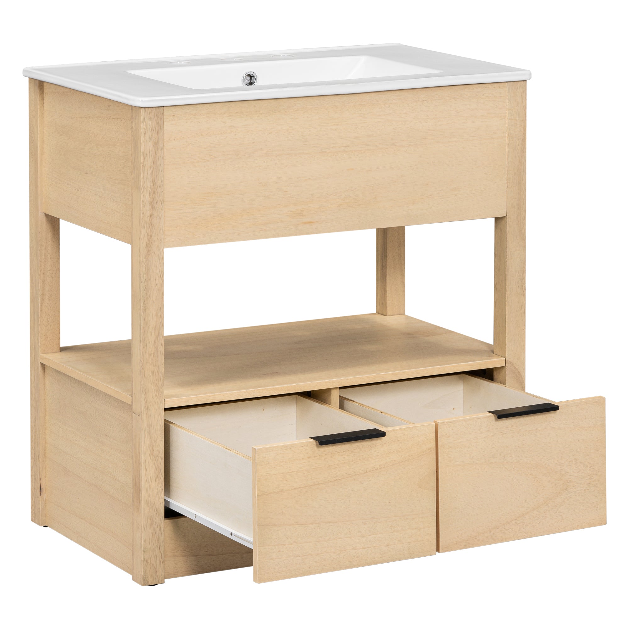 30 in. W x 18.3 in. D x 32.5 in. H Freestanding Bath Vanity Cabinet with Ceramic Sink Top