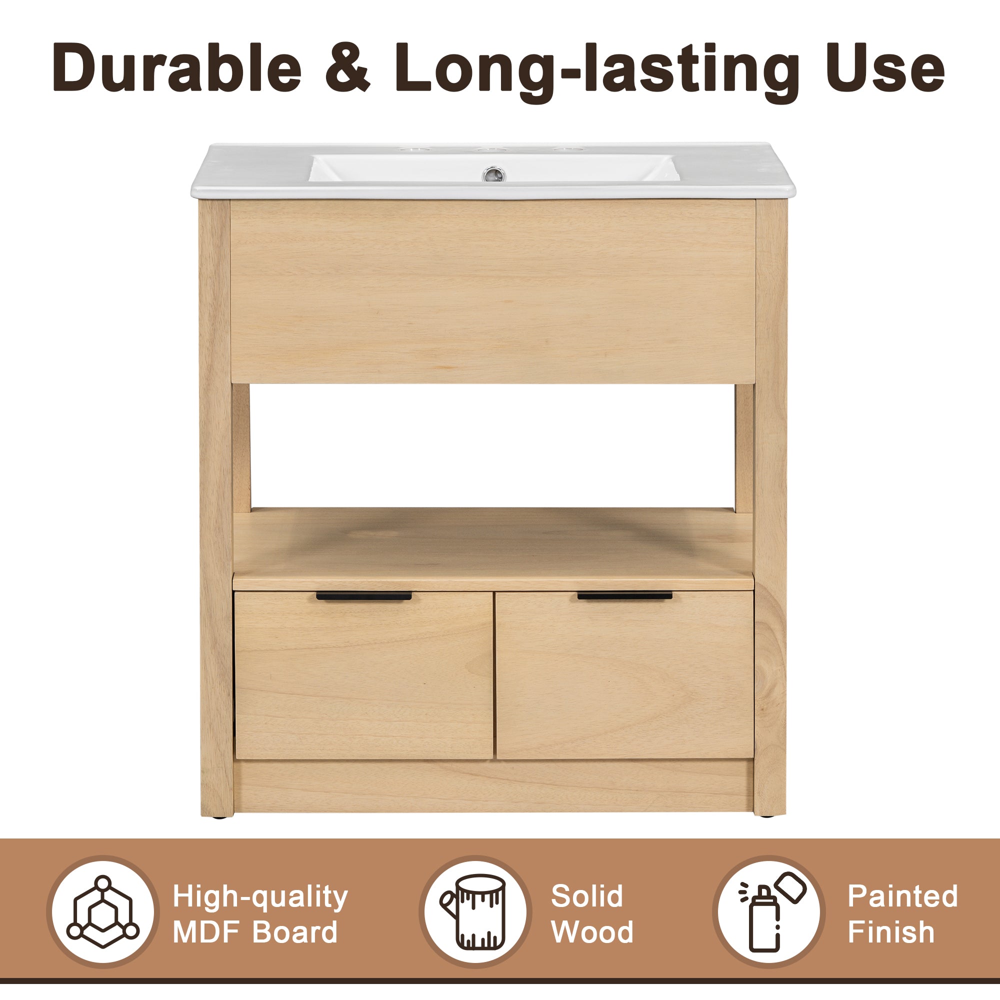 30 in. W x 18.3 in. D x 32.5 in. H Freestanding Bath Vanity Cabinet with Ceramic Sink Top