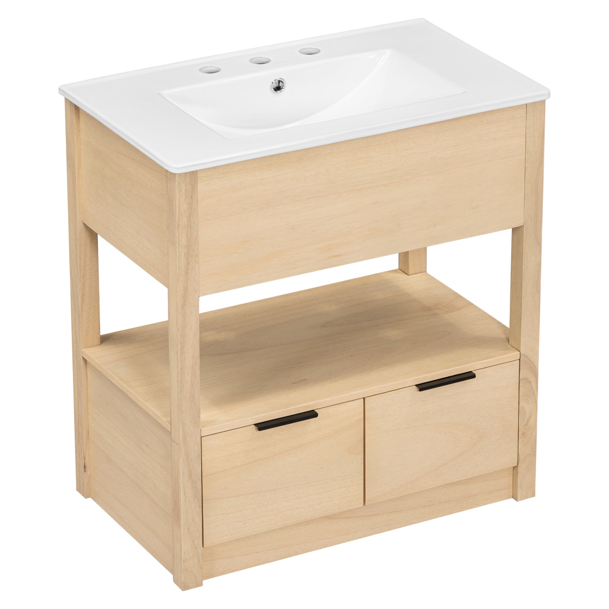 30 in. W x 18.3 in. D x 32.5 in. H Freestanding Bath Vanity Cabinet with Ceramic Sink Top