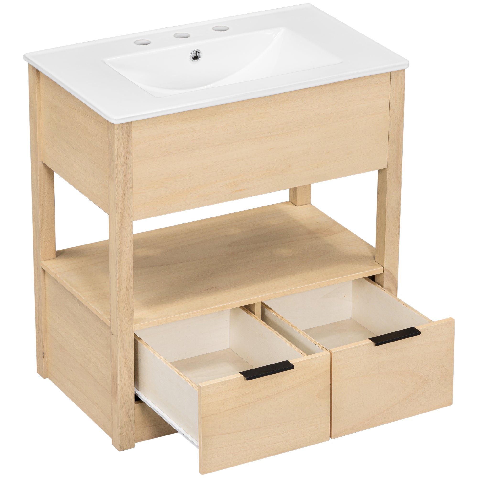 30 in. W x 18.3 in. D x 32.5 in. H Freestanding Bath Vanity Cabinet with Ceramic Sink Top