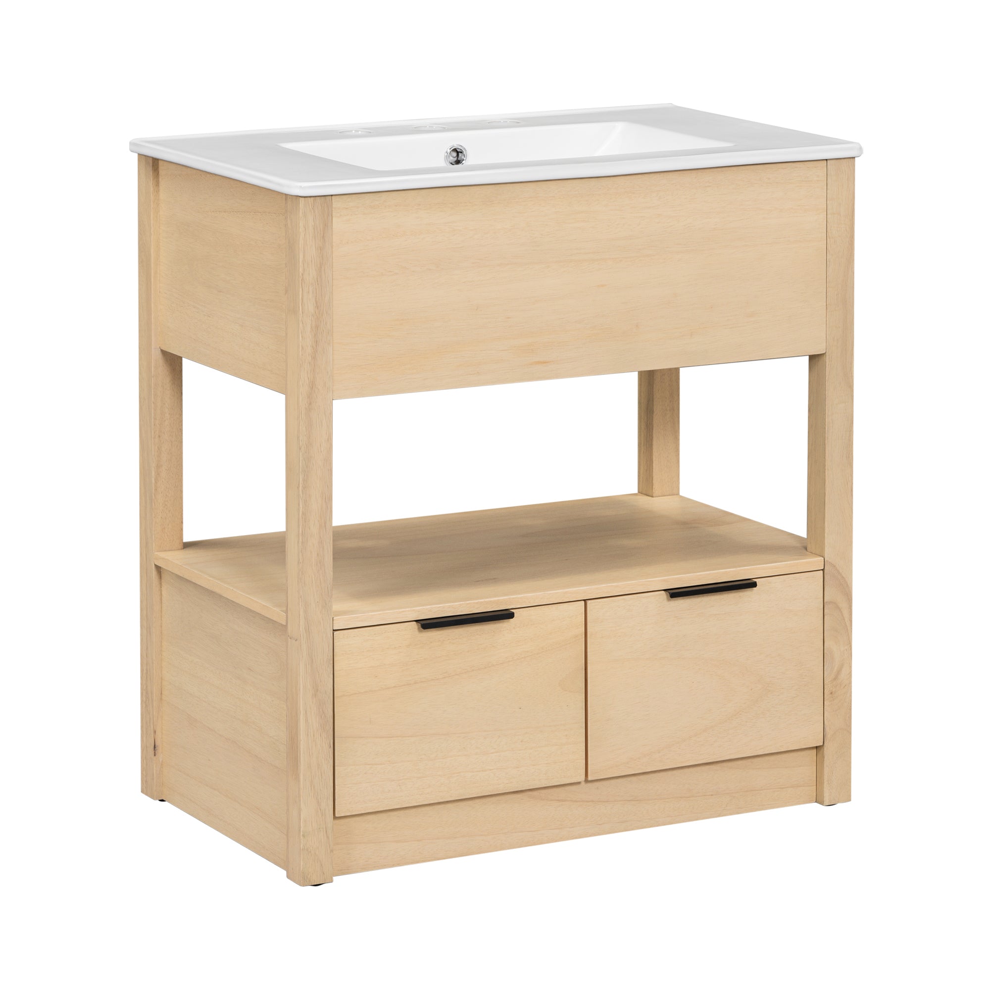 30 in. W x 18.3 in. D x 32.5 in. H Freestanding Bath Vanity Cabinet with Ceramic Sink Top