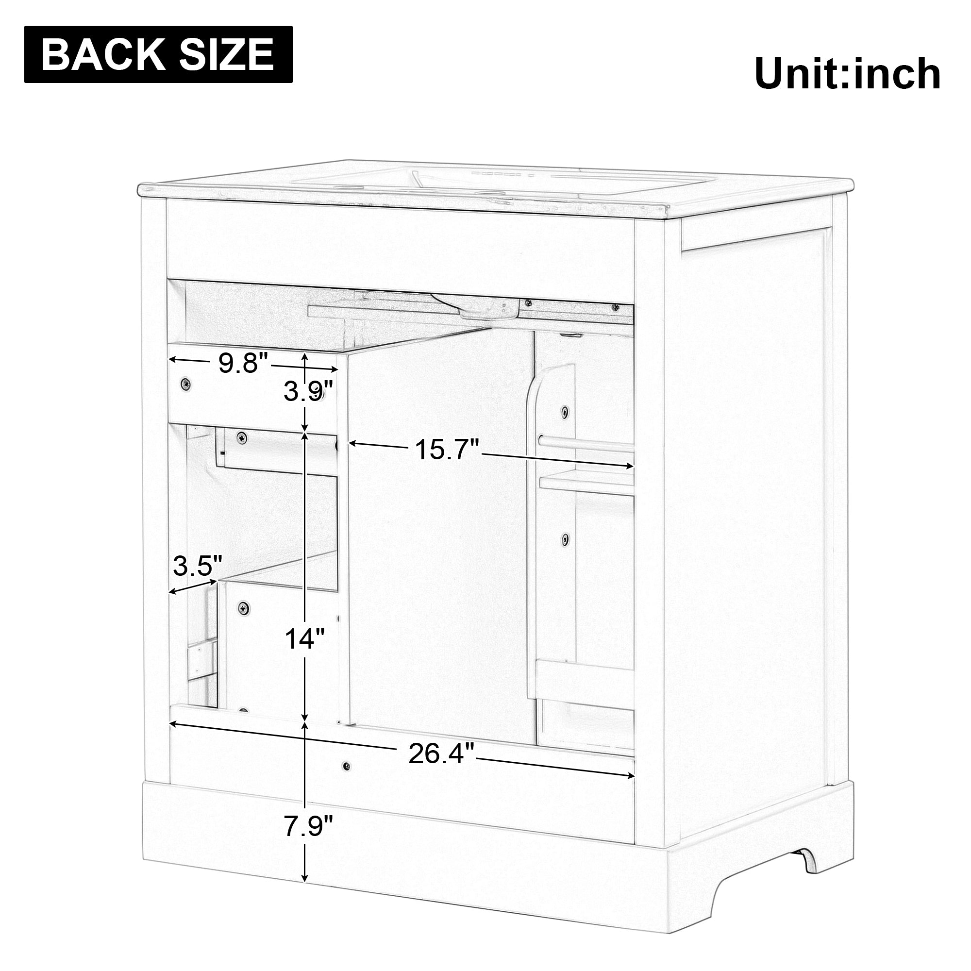 30 inch Freestanding Bathroom Vanity Set in White with Integrated Ceramic Sink