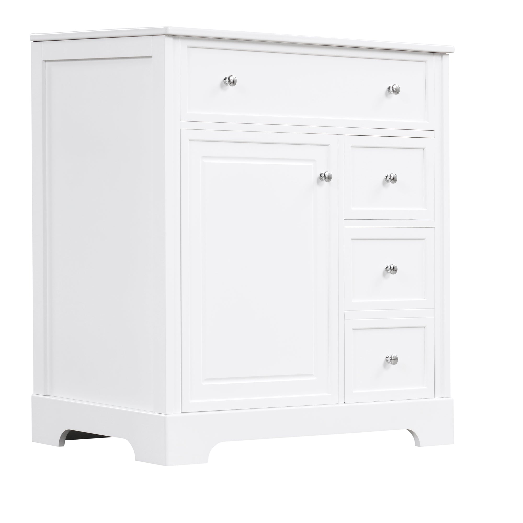 30 inch Freestanding Bathroom Vanity Set in White with Integrated Ceramic Sink
