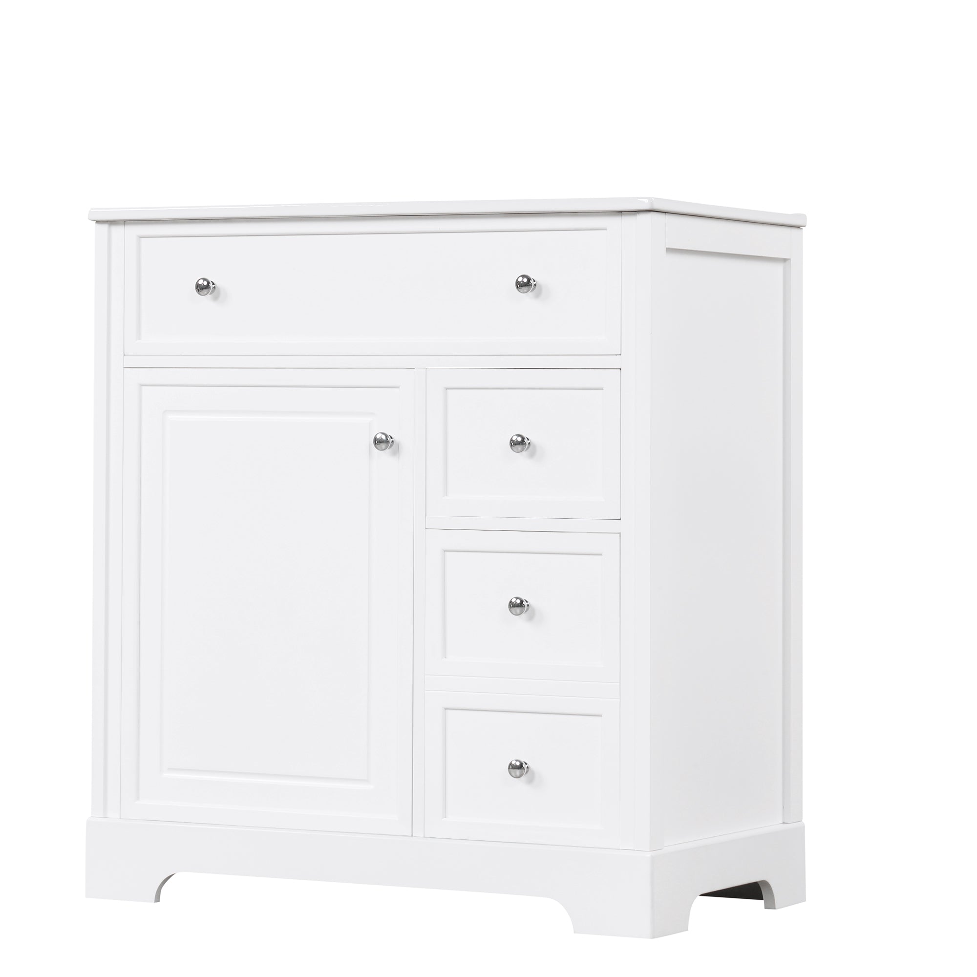30 inch Freestanding Bathroom Vanity Set in White with Integrated Ceramic Sink