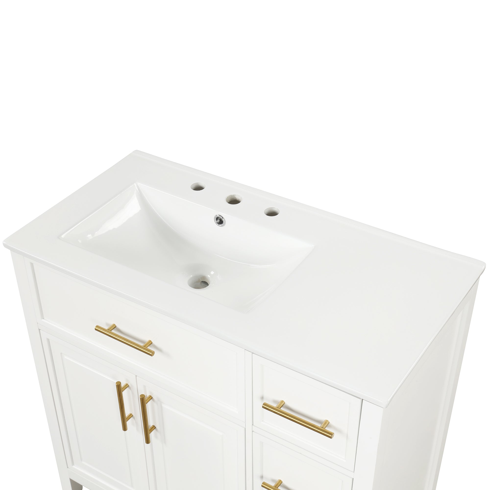 36 inch Freestanding Bathroom Vanity Set in Off White with Integrated Ceramic Sink
