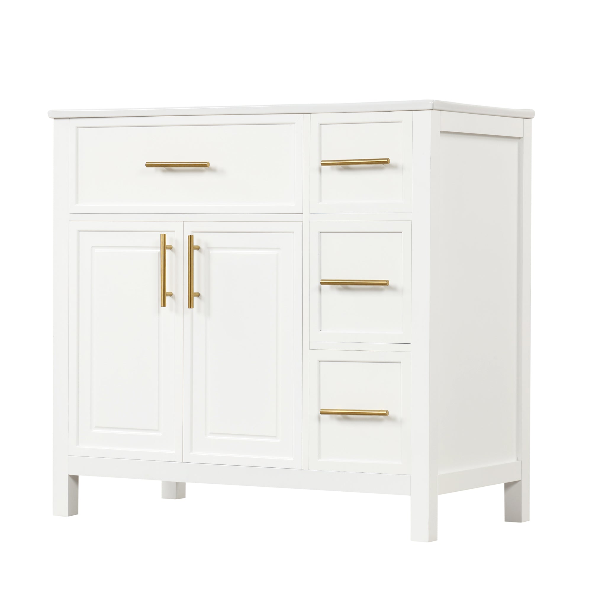 36 inch Freestanding Bathroom Vanity Set in Off White with Integrated Ceramic Sink