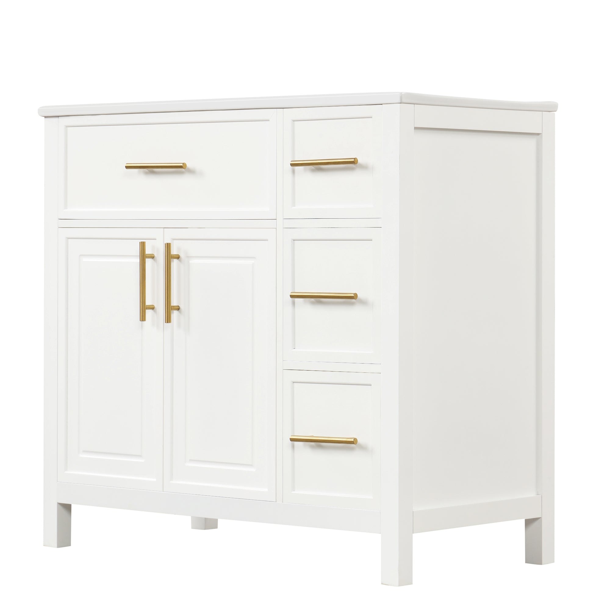 36 inch Freestanding Bathroom Vanity Set in Off White with Integrated Ceramic Sink