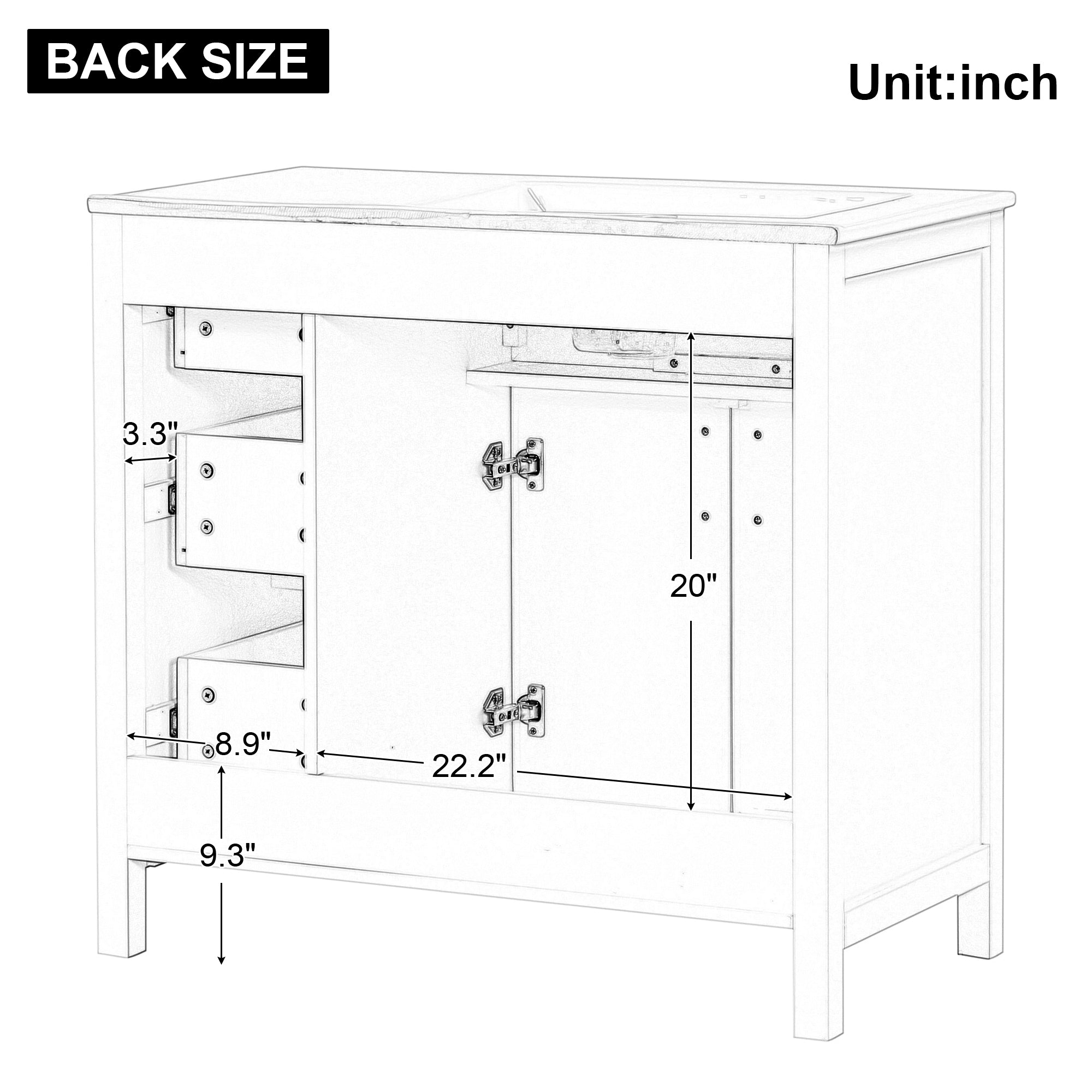 36 inch Freestanding Bathroom Vanity Set in Off White with Integrated Ceramic Sink