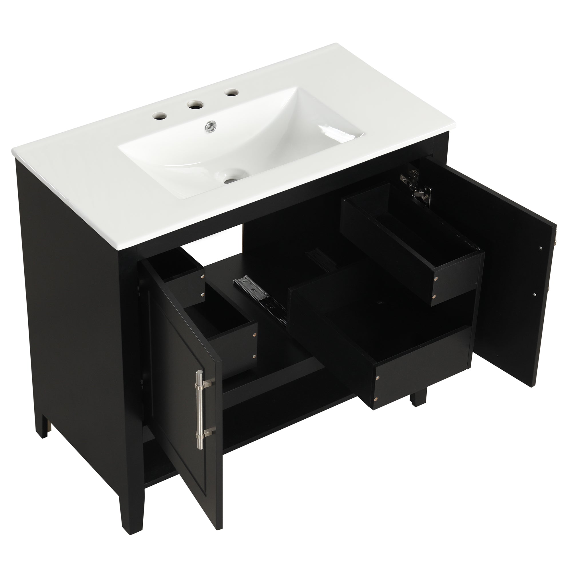 36 inch Freestanding Bathroom Vanity Set in Black with Integrated Ceramic Sink