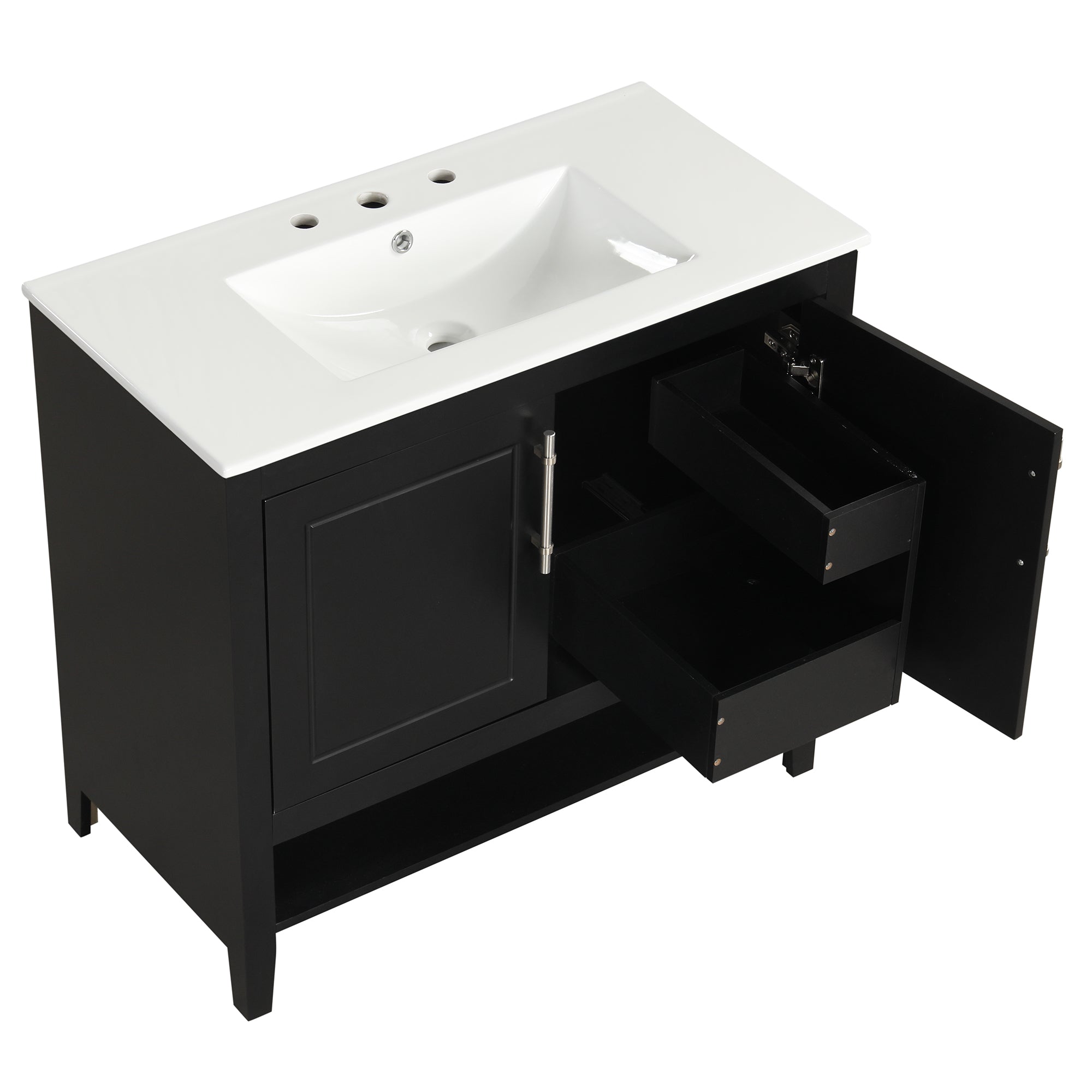 36 inch Freestanding Bathroom Vanity Set in Black with Integrated Ceramic Sink