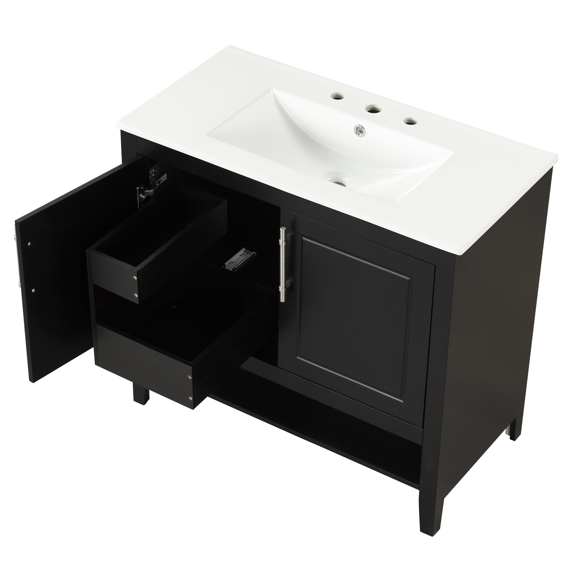 36 inch Freestanding Bathroom Vanity Set in Black with Integrated Ceramic Sink