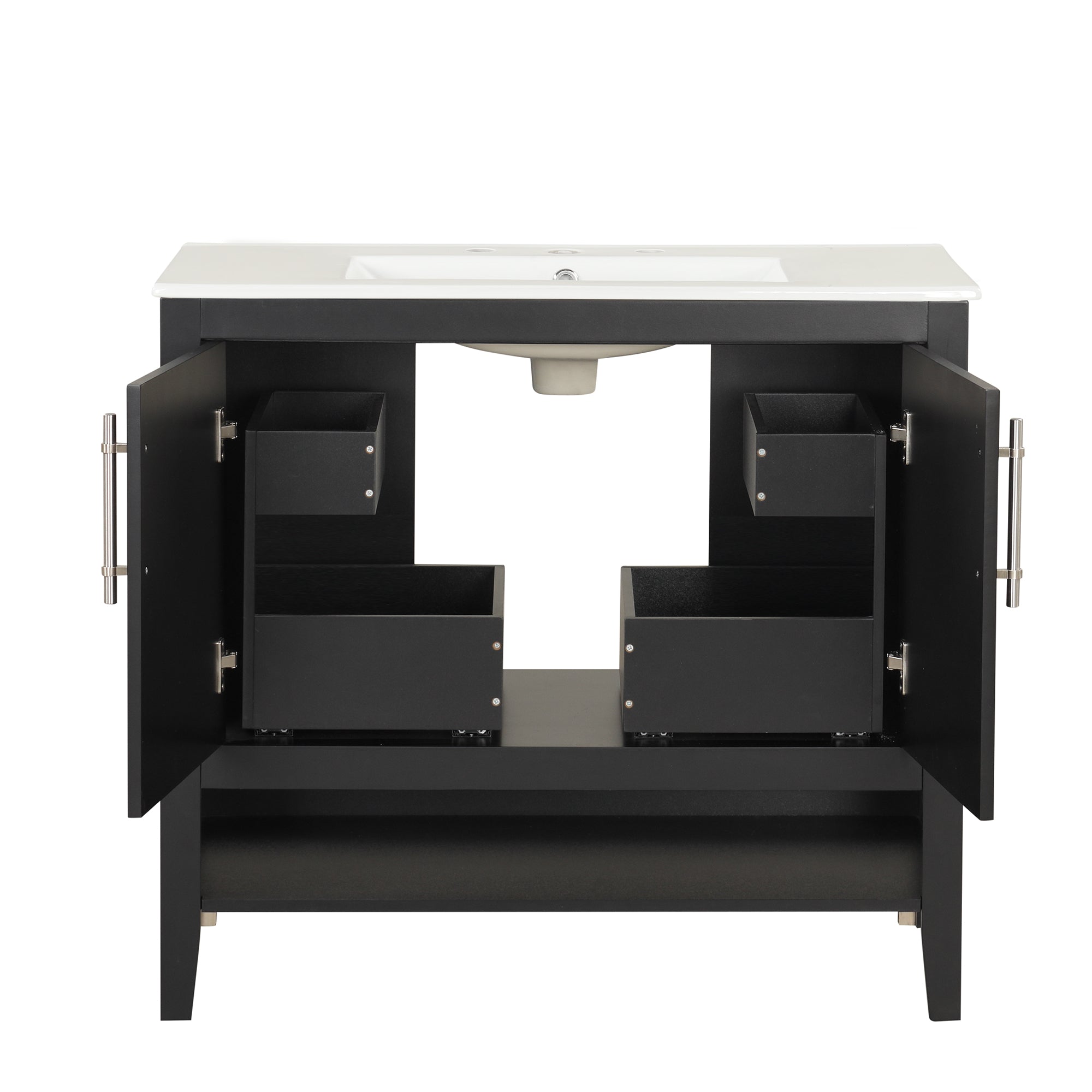 36 inch Freestanding Bathroom Vanity Set in Black with Integrated Ceramic Sink