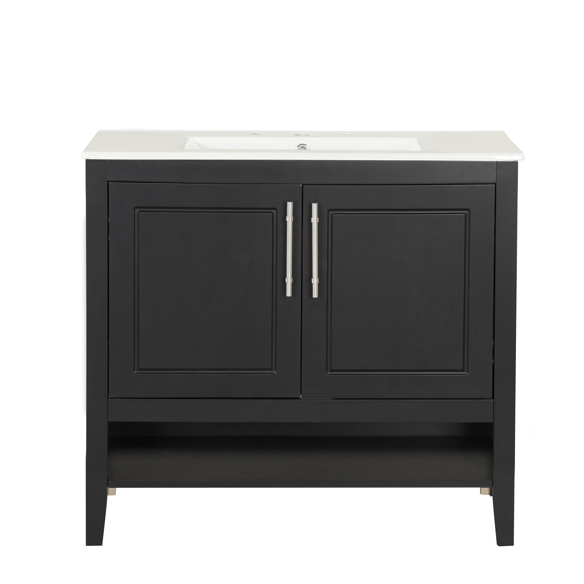 36 inch Freestanding Bathroom Vanity Set in Black with Integrated Ceramic Sink