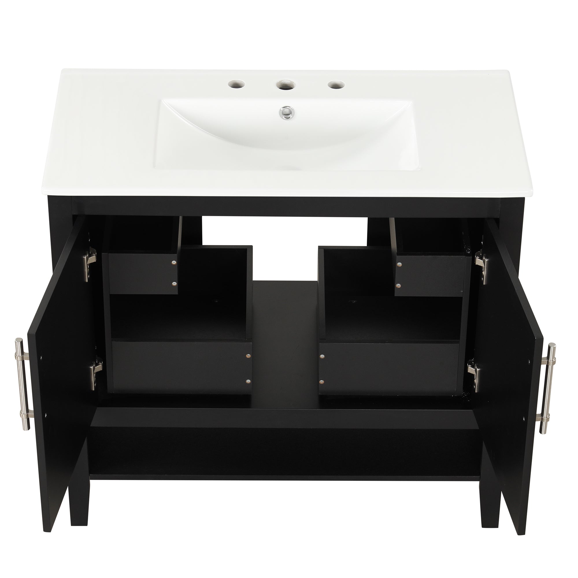 36 inch Freestanding Bathroom Vanity Set in Black with Integrated Ceramic Sink