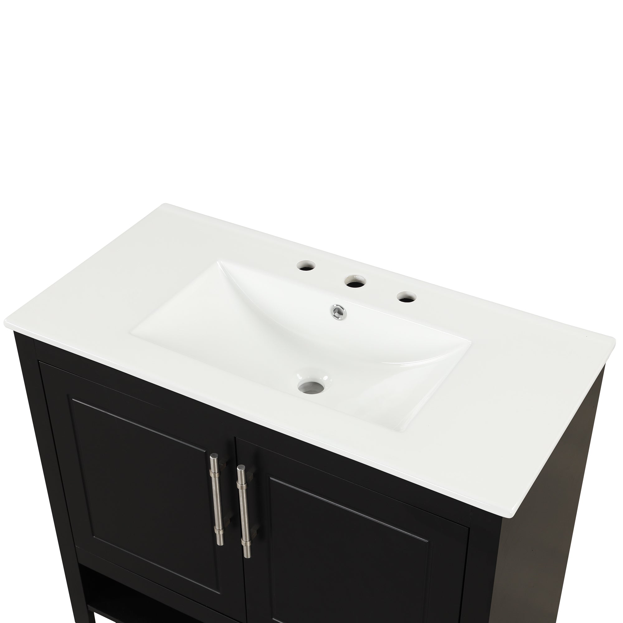 36 inch Freestanding Bathroom Vanity Set in Black with Integrated Ceramic Sink