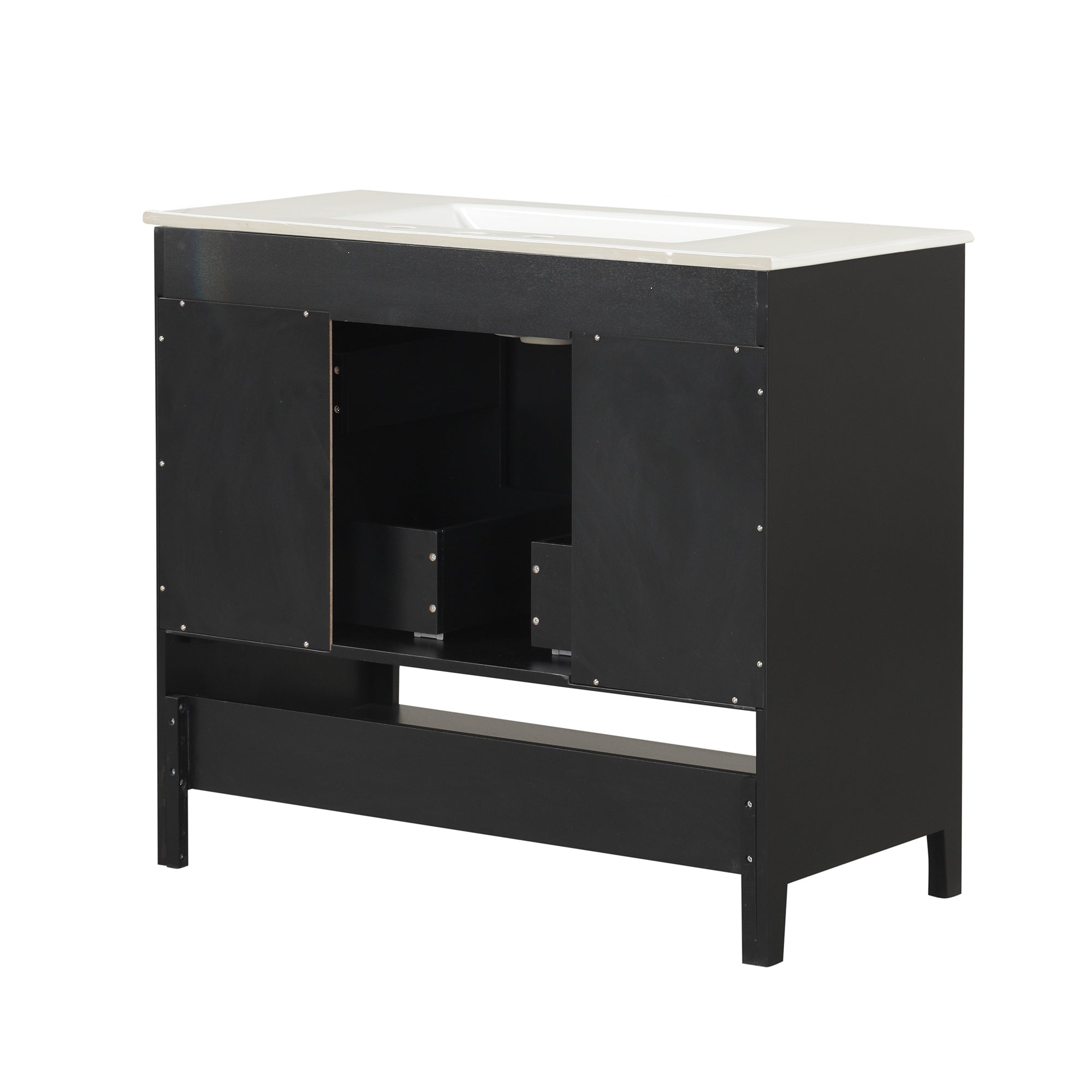 36 inch Freestanding Bathroom Vanity Set in Black with Integrated Ceramic Sink