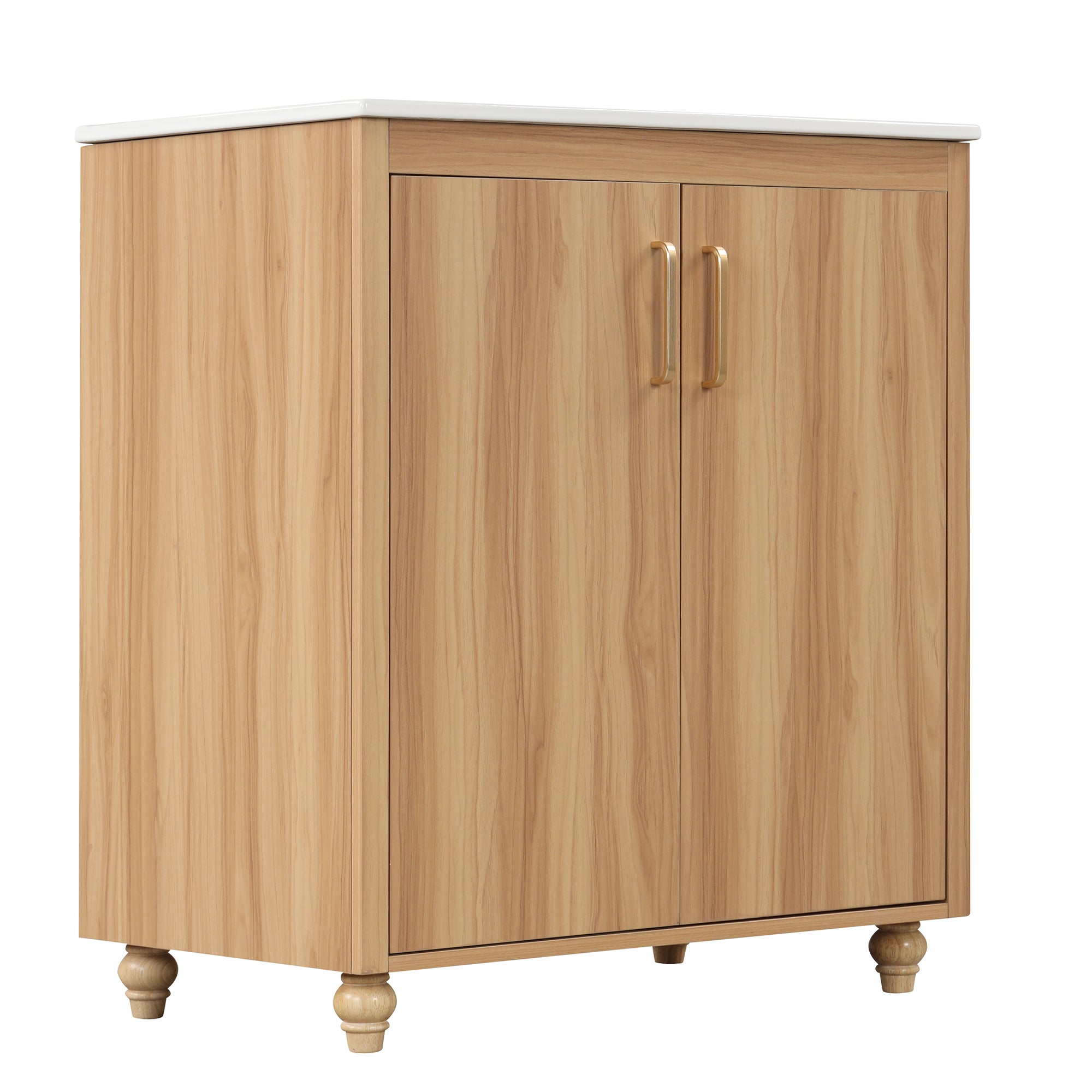30 inch Freestanding Bathroom Vanity Set in Natural with Integrated Ceramic Sink