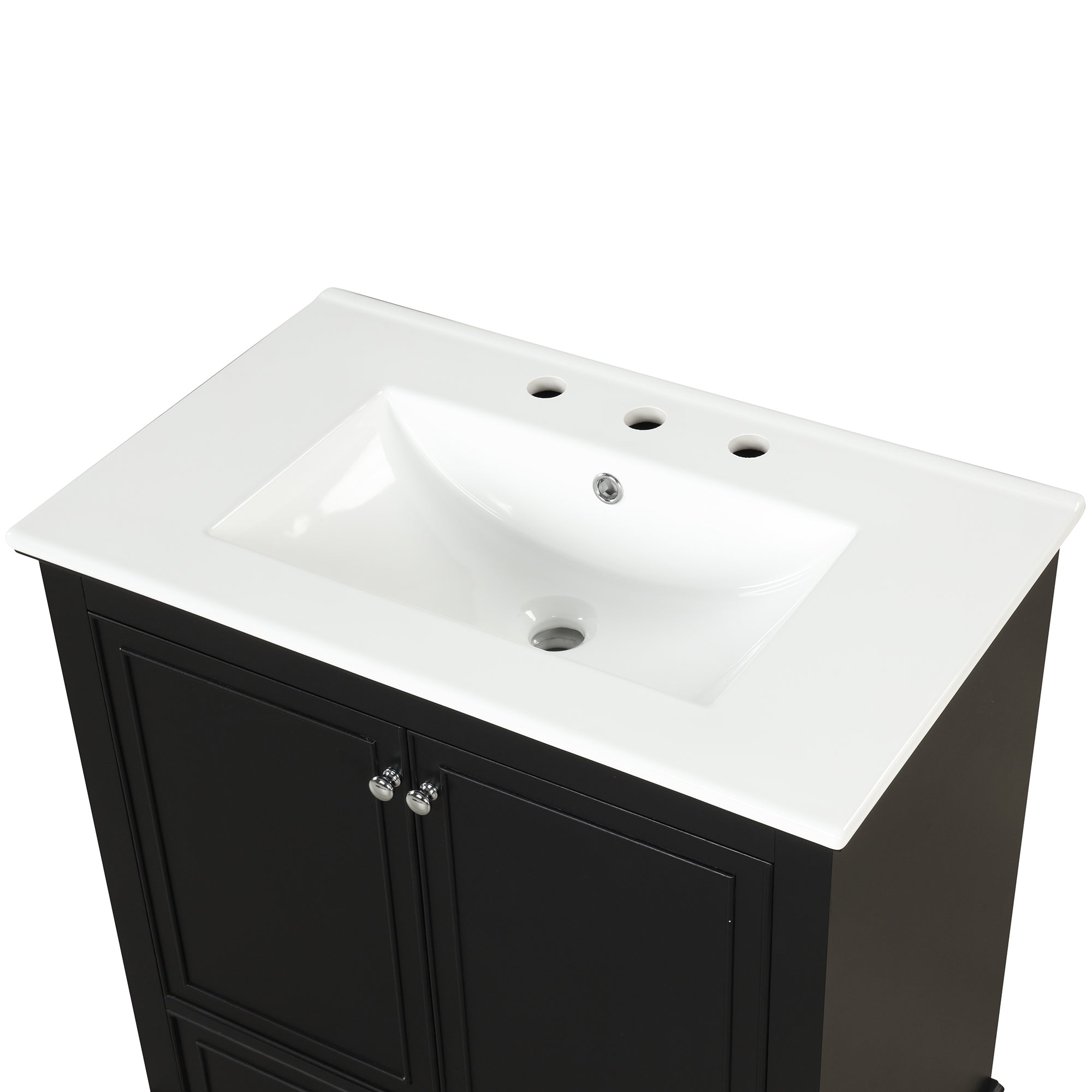 30 inch Freestanding Bathroom Vanity Set in Black with Integrated Ceramic Sink
