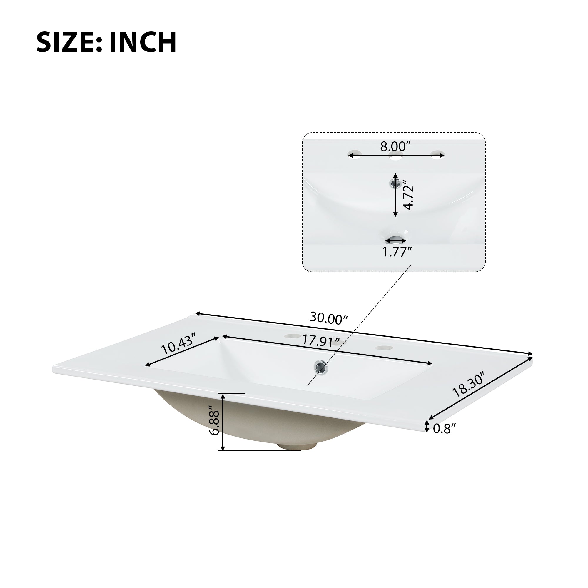 30 inch Freestanding Bathroom Vanity Set in Black with Integrated Ceramic Sink