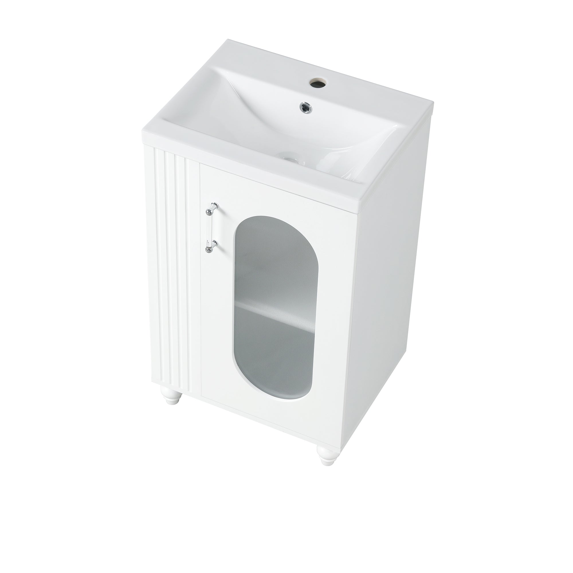 20 inch Freestanding Bathroom Vanity Set in White with Integrated Ceramic Sink