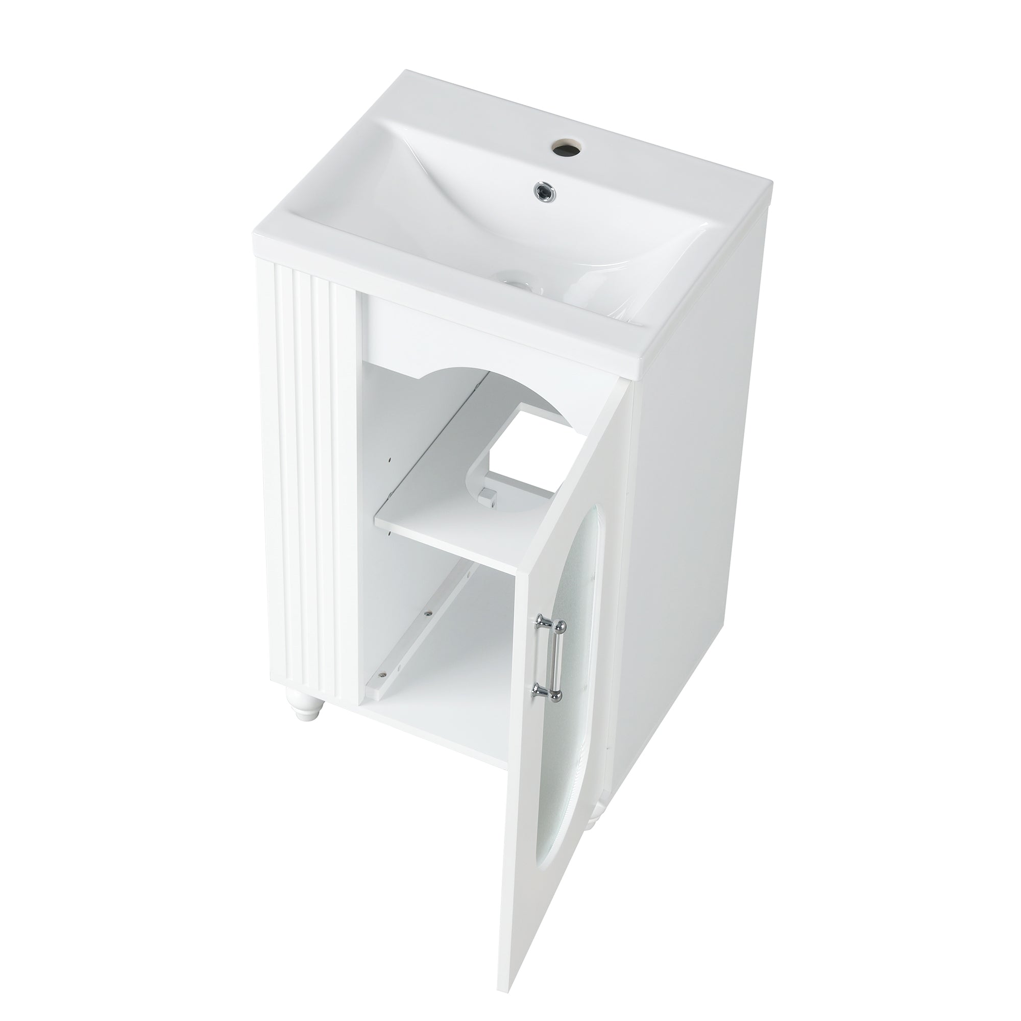 20 inch Freestanding Bathroom Vanity Set in White with Integrated Ceramic Sink