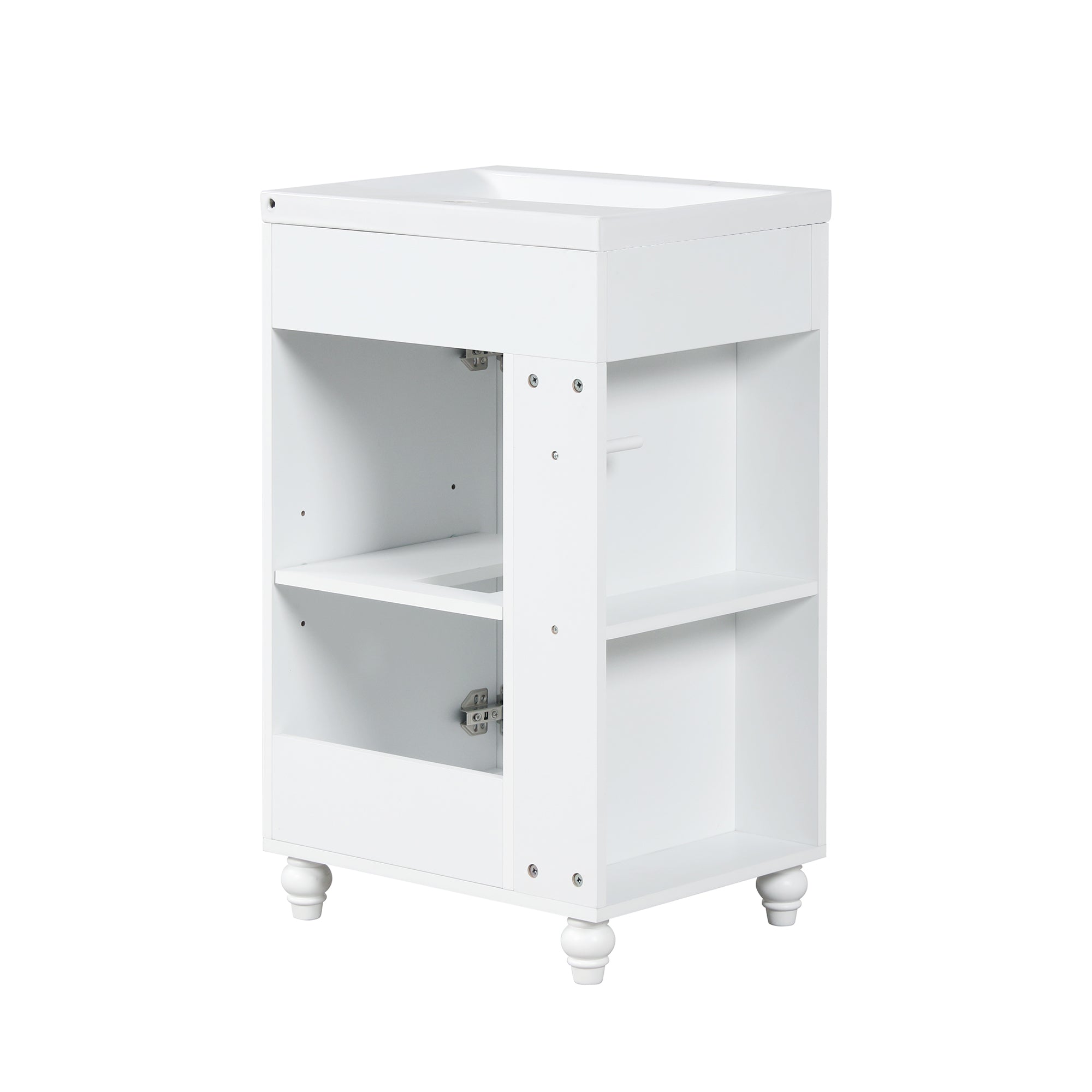 20 inch Freestanding Bathroom Vanity Set in White with Integrated Ceramic Sink