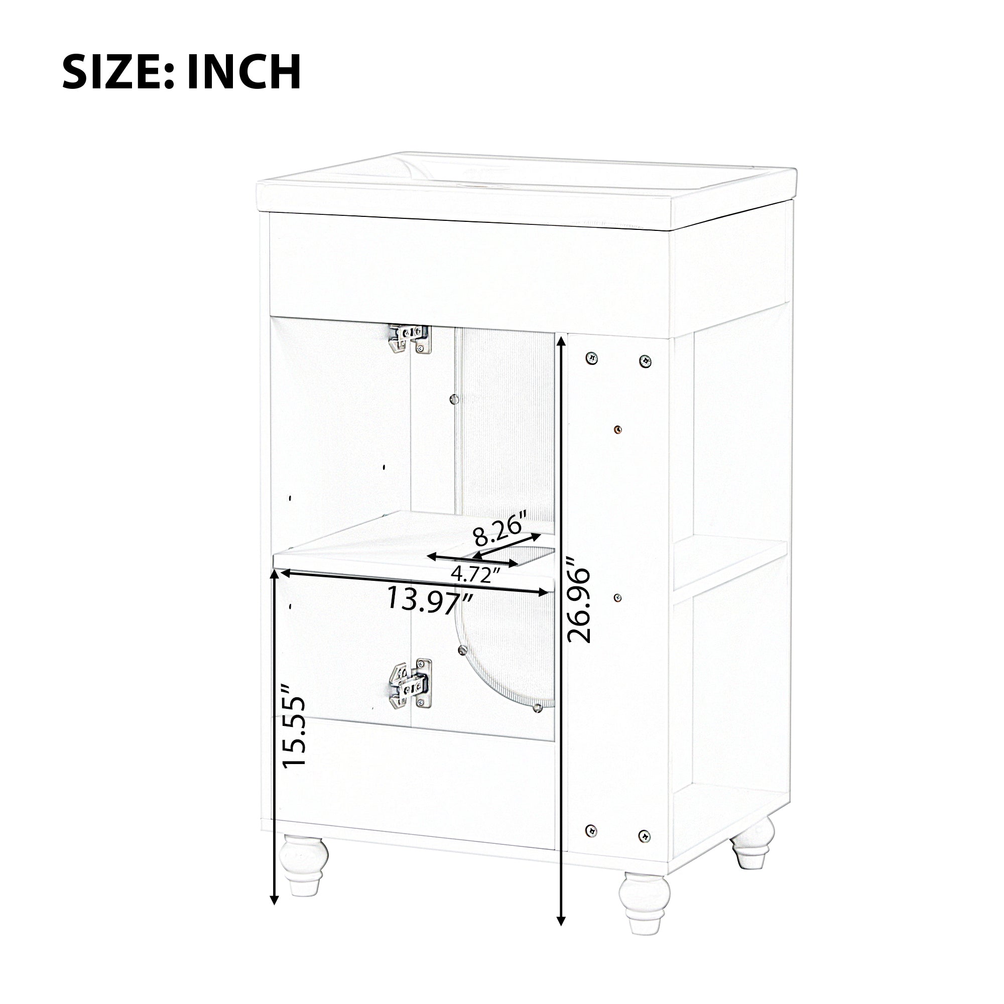 20 inch Freestanding Bathroom Vanity Set in White with Integrated Ceramic Sink