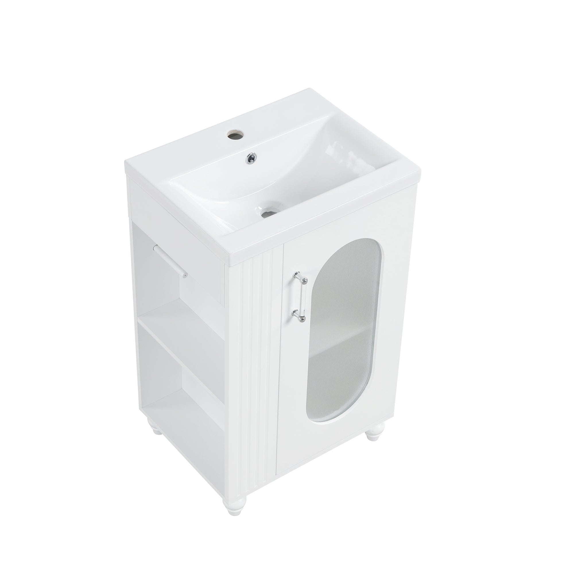 20 inch Freestanding Bathroom Vanity Set in White with Integrated Ceramic Sink