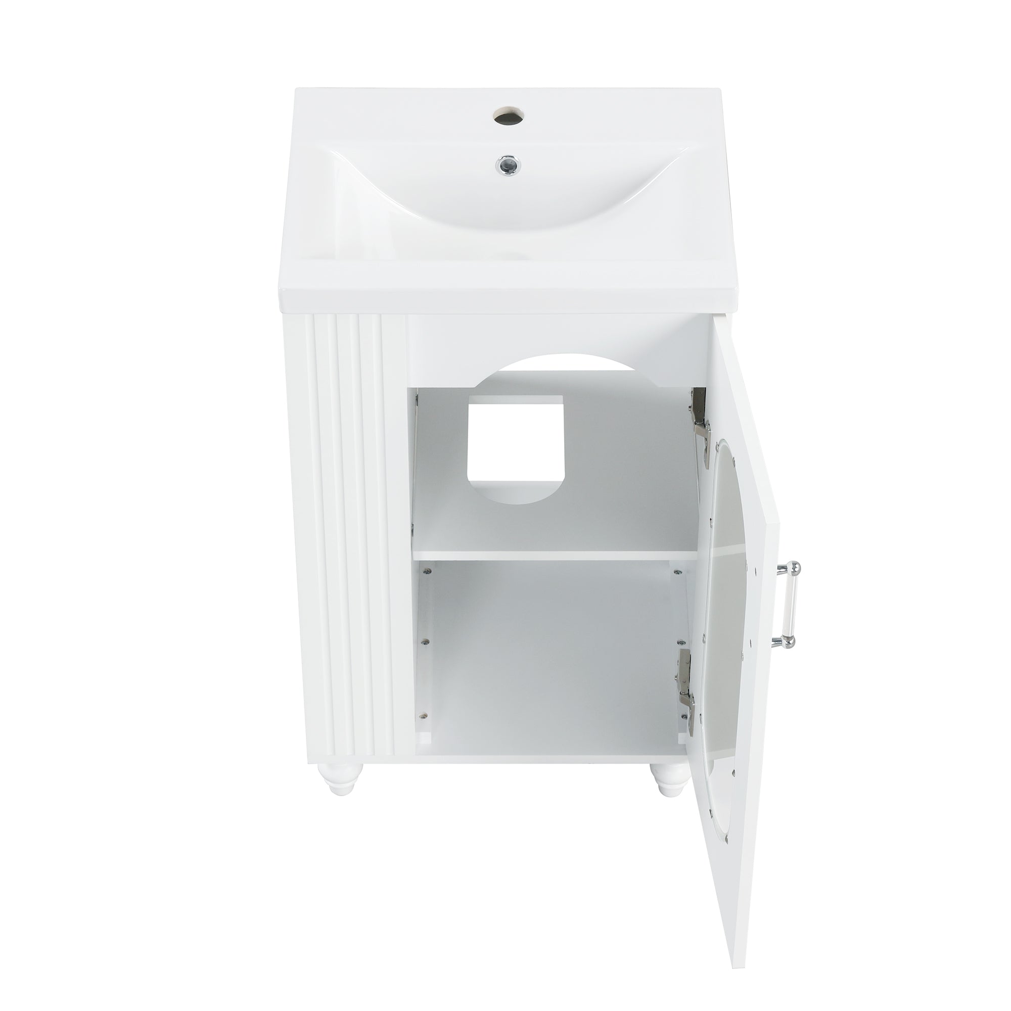 20 inch Freestanding Bathroom Vanity Set in White with Integrated Ceramic Sink