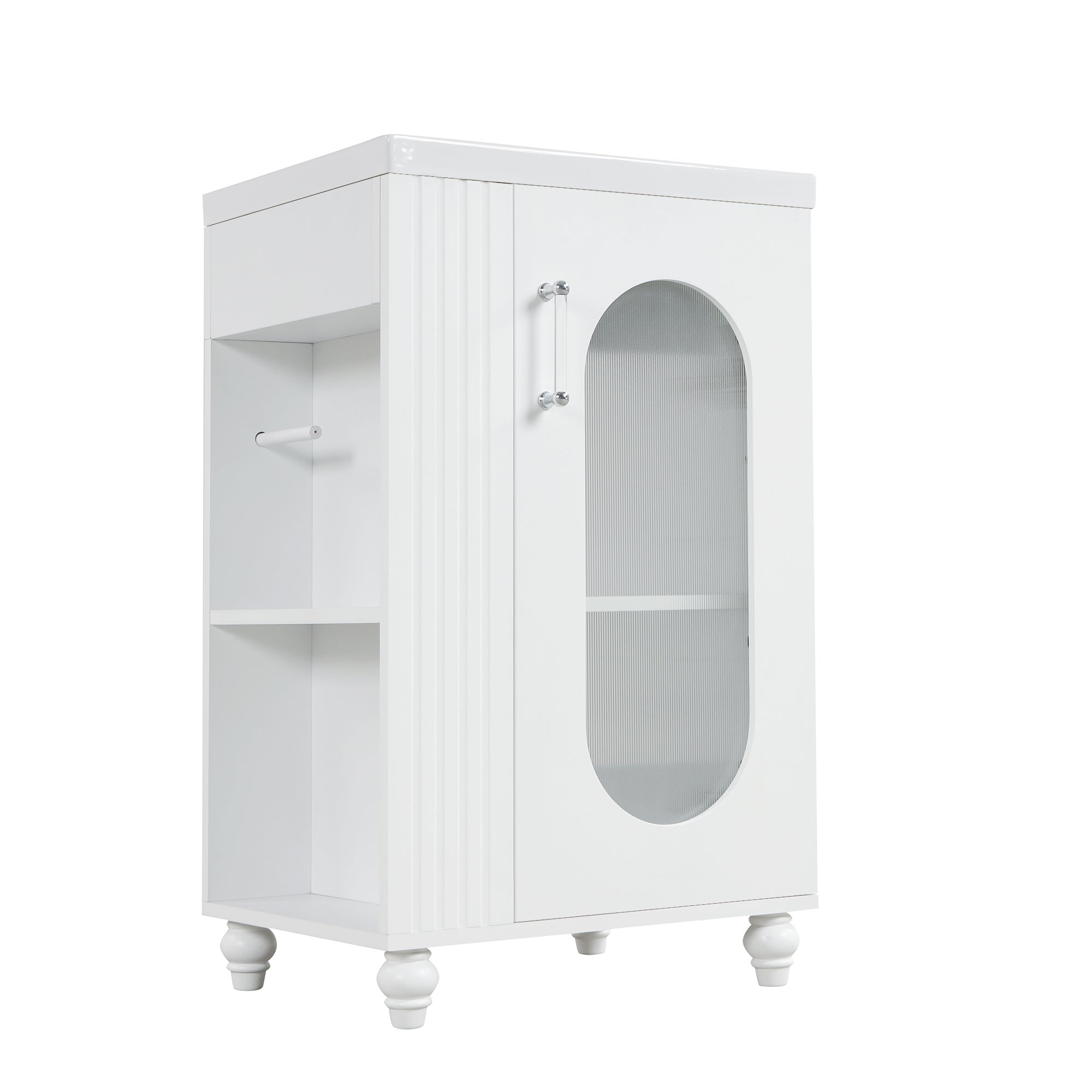 20 inch Freestanding Bathroom Vanity Set in White with Integrated Ceramic Sink