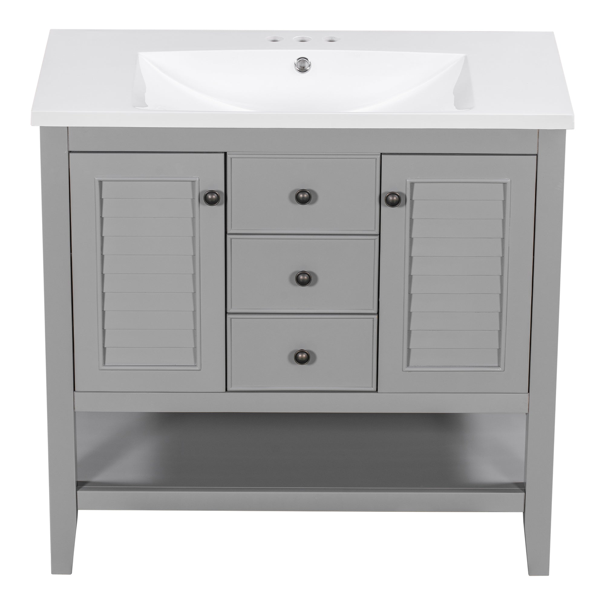 36 in. W x 18. in. D Bathroom Vanity with White Ceramic Sink