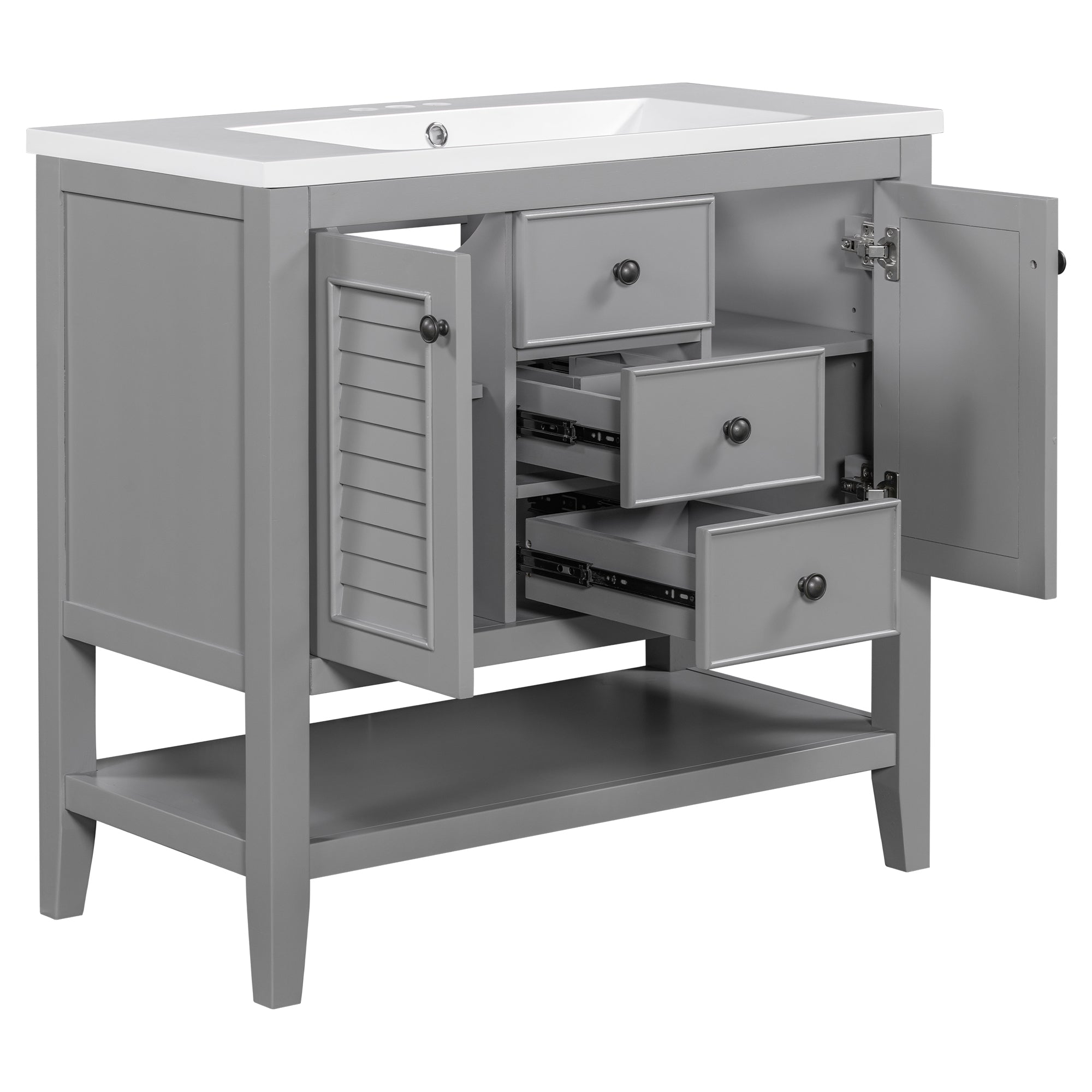 36 in. W x 18. in. D Bathroom Vanity with White Ceramic Sink