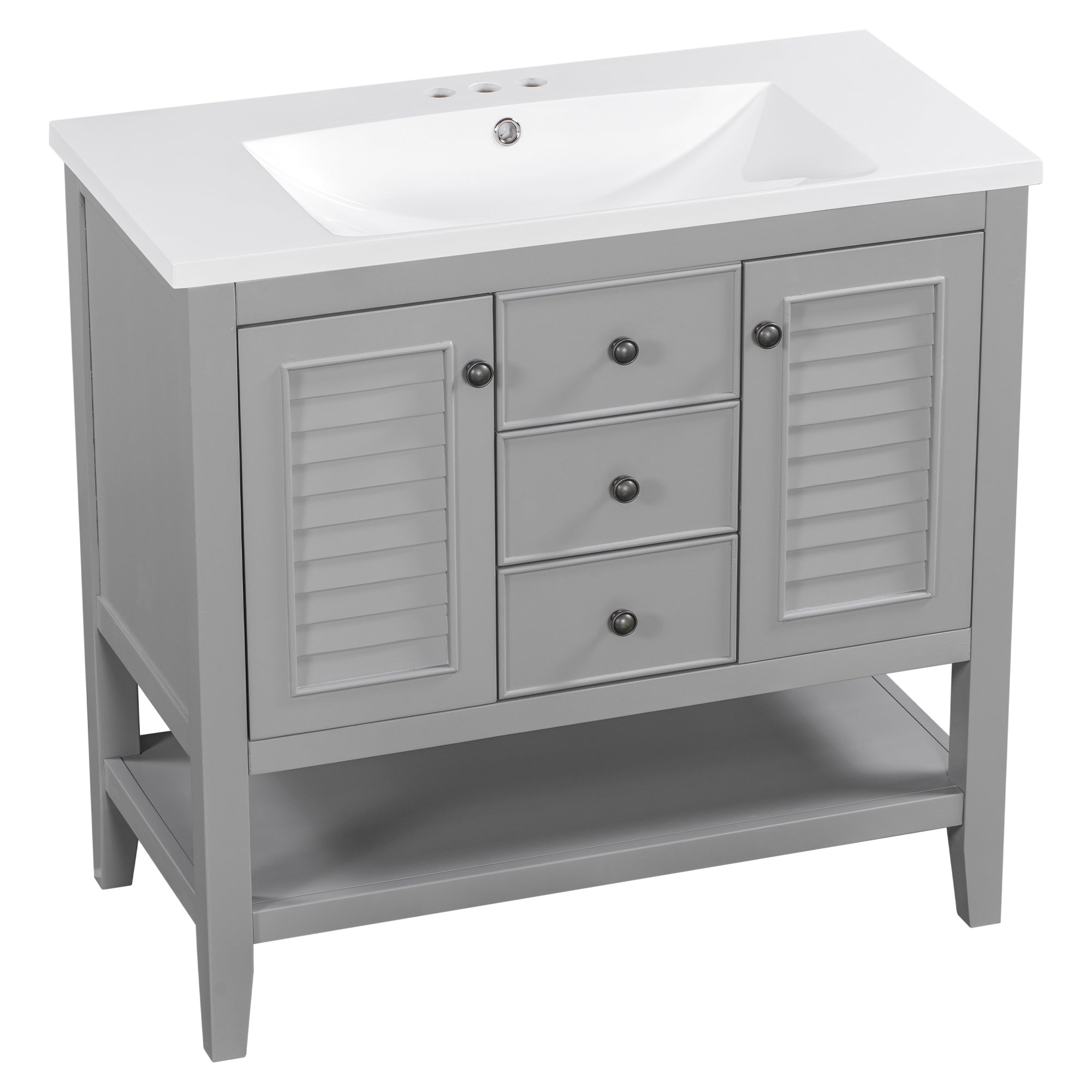 36 in. W x 18. in. D Bathroom Vanity with White Ceramic Sink