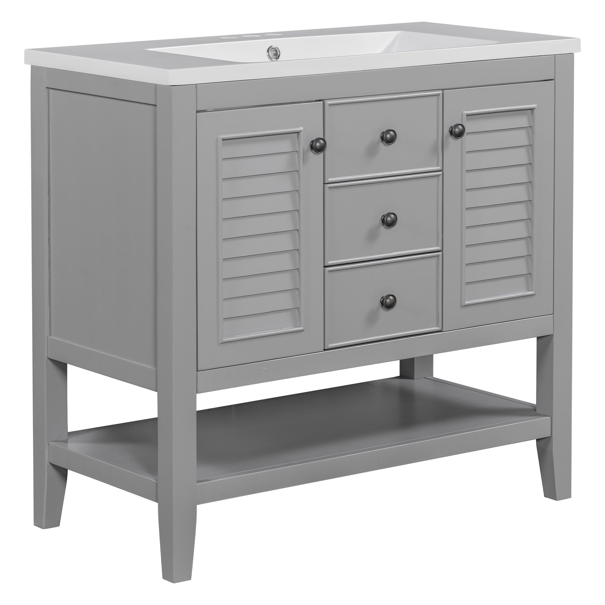 36 in. W x 18. in. D Bathroom Vanity with White Ceramic Sink