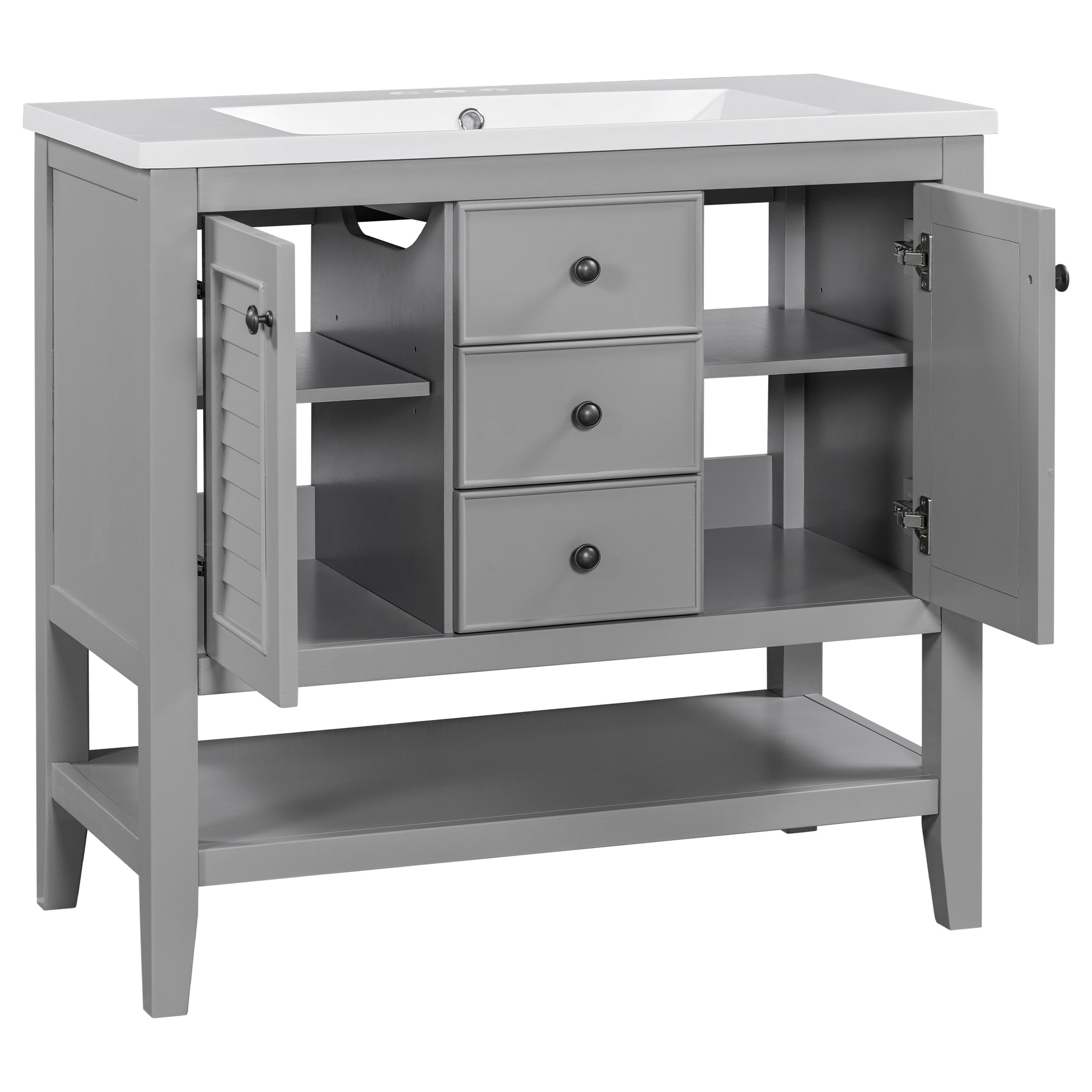 36 in. W x 18. in. D Bathroom Vanity with White Ceramic Sink