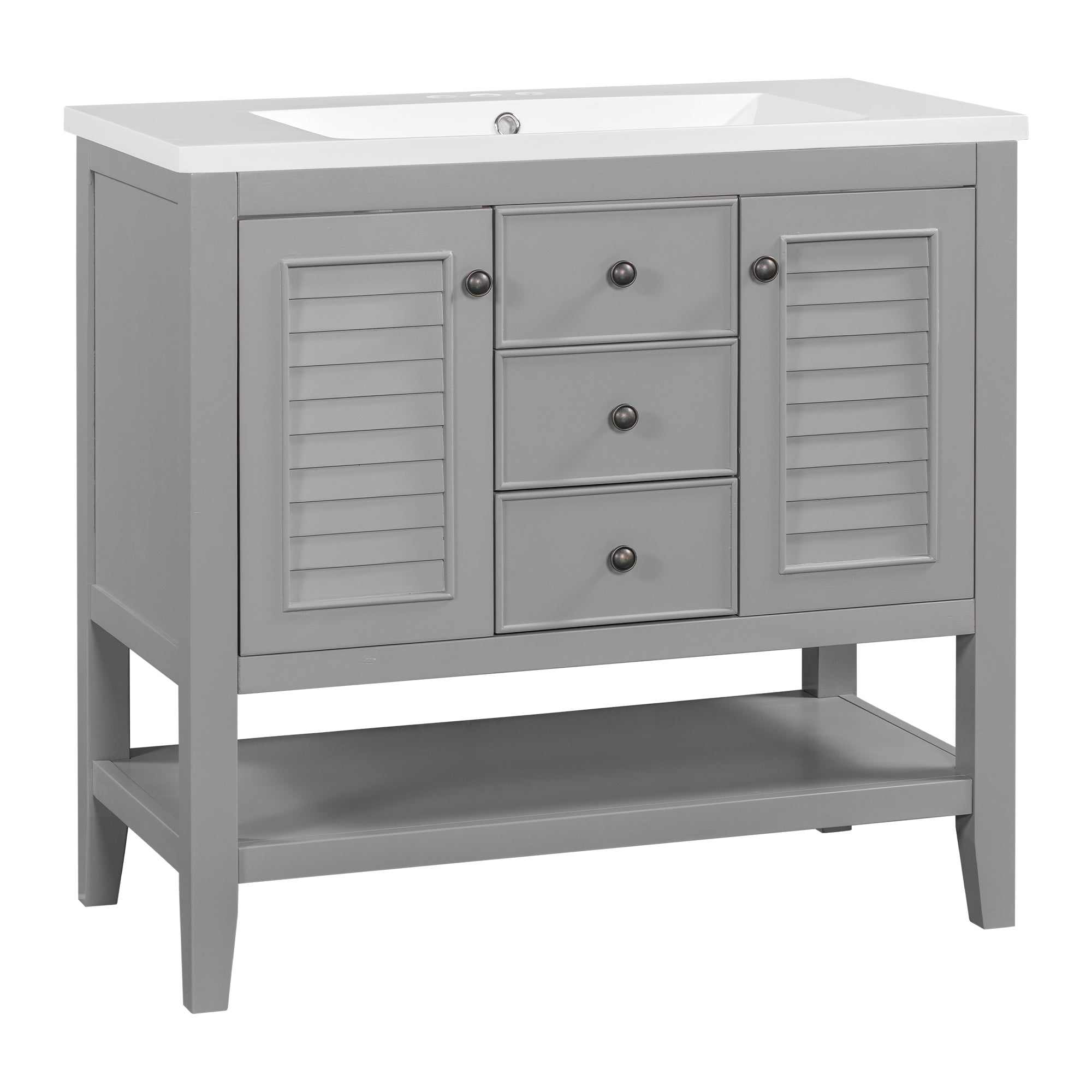 36 in. W x 18. in. D Bathroom Vanity with White Ceramic Sink