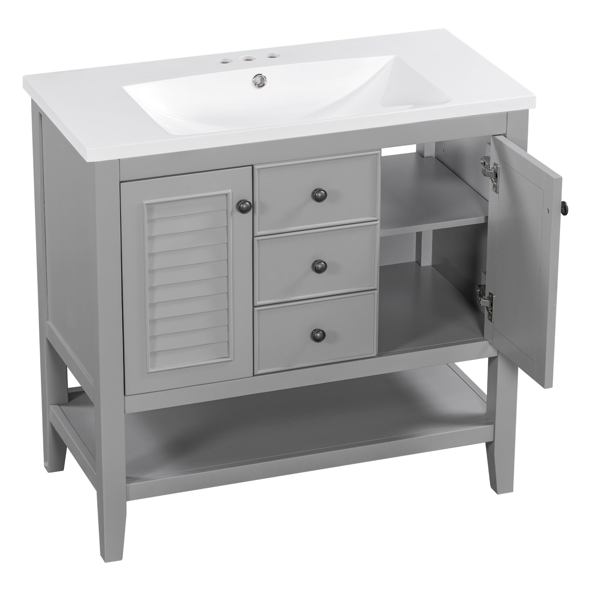 36 in. W x 18. in. D Bathroom Vanity with White Ceramic Sink