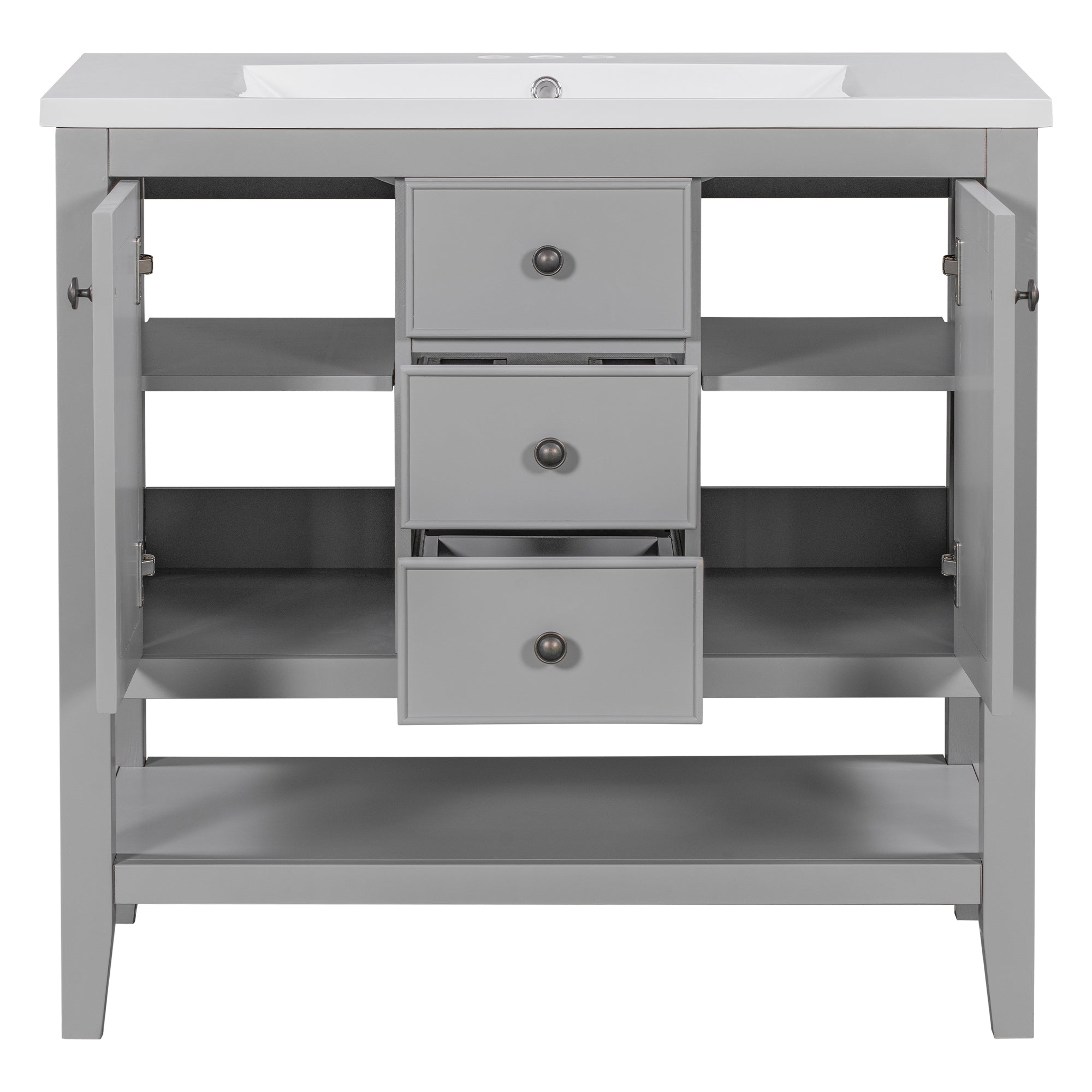 36 in. W x 18. in. D Bathroom Vanity with White Ceramic Sink