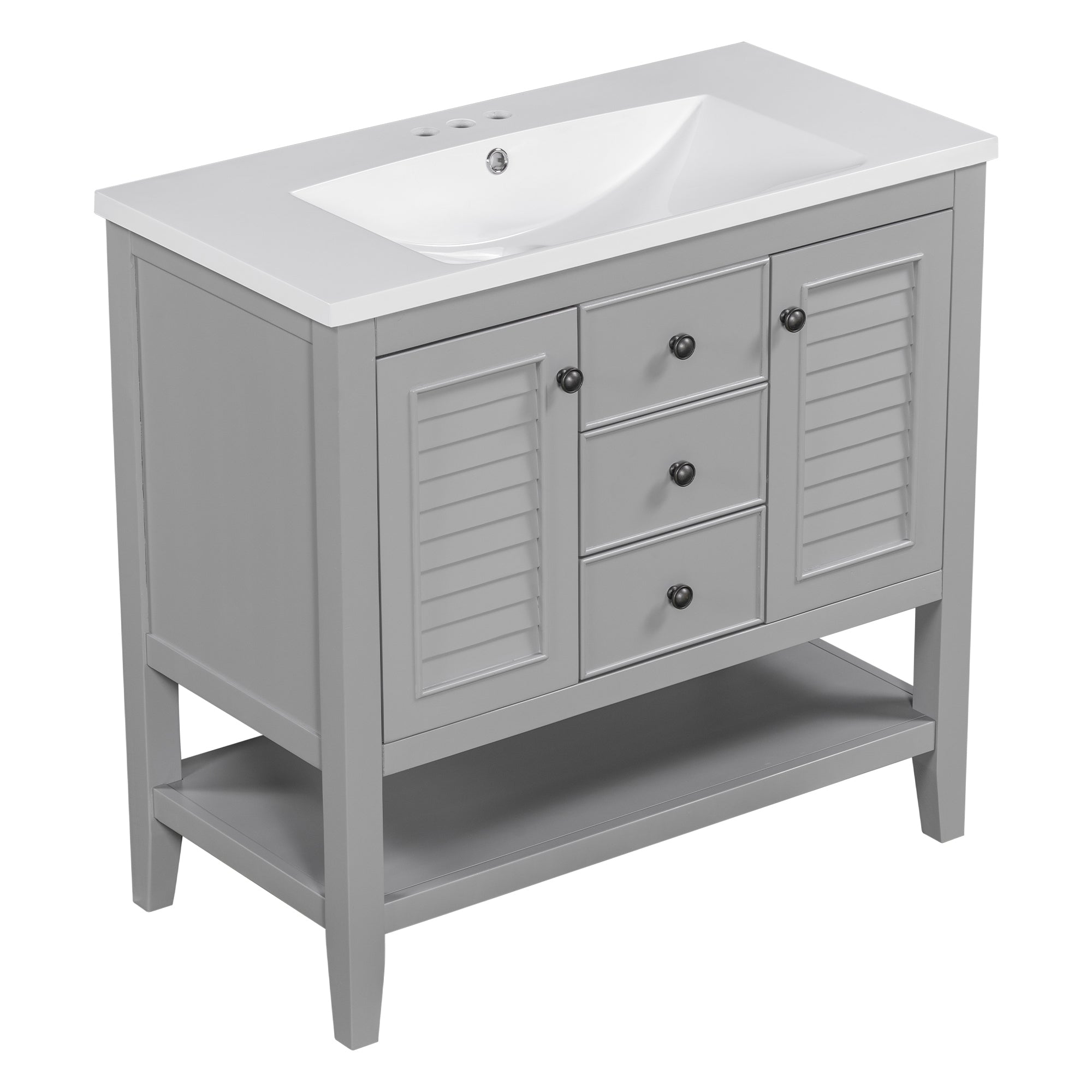 36 in. W x 18. in. D Bathroom Vanity with White Ceramic Sink
