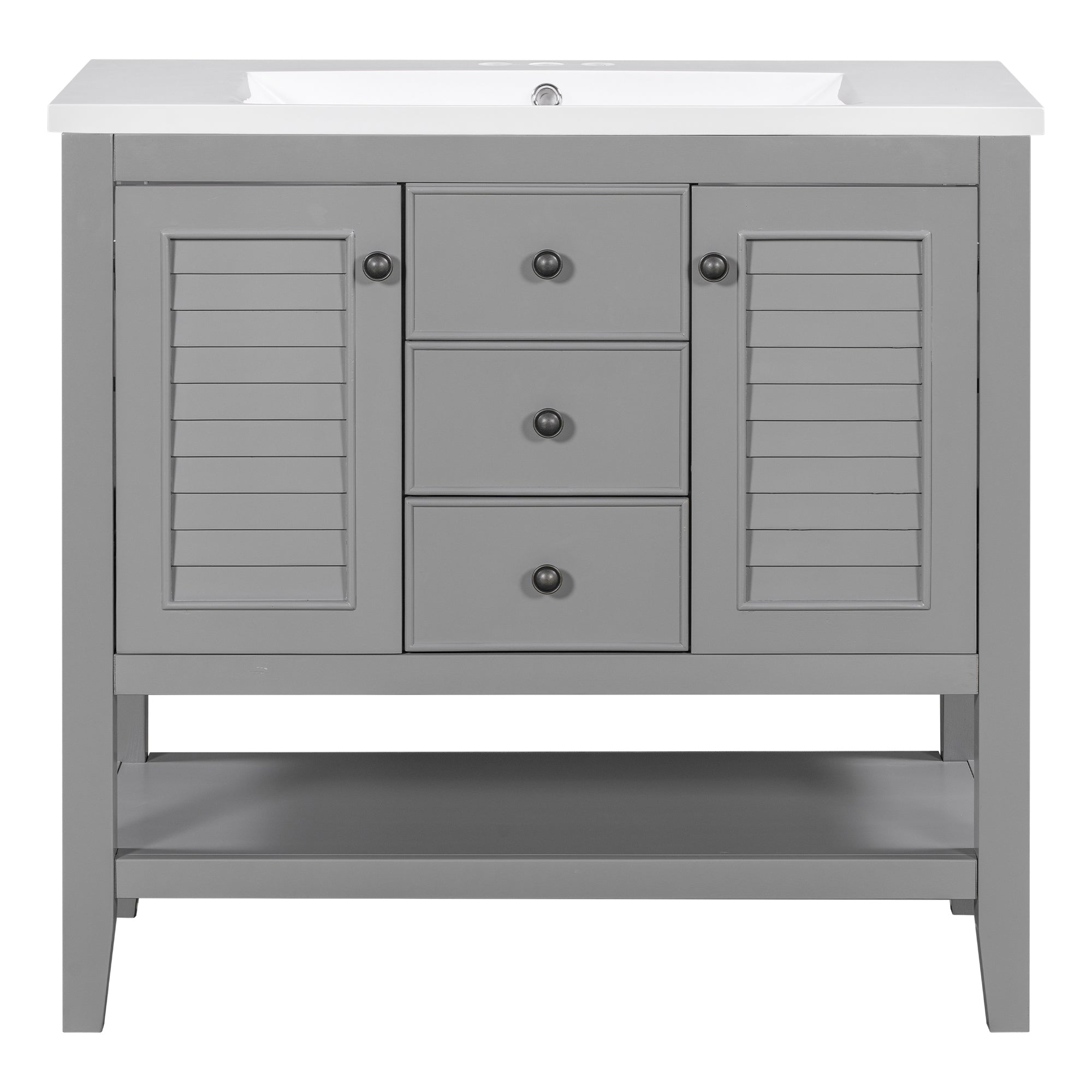 36 in. W x 18. in. D Bathroom Vanity with White Ceramic Sink