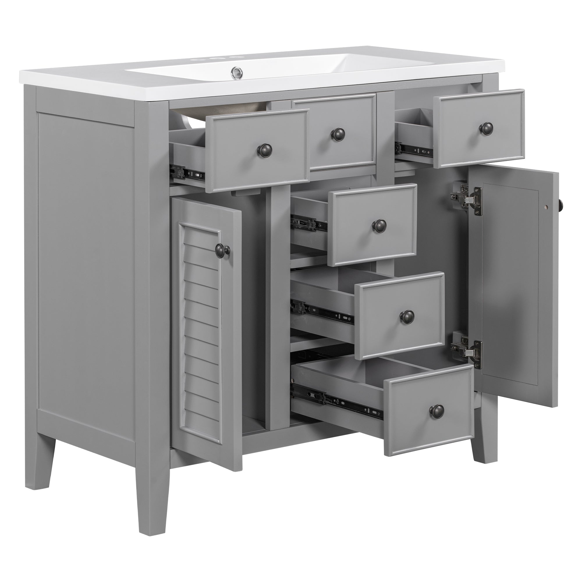 36 in. W x 18 in. D Bathroom Vanity with White Ceramic Sink